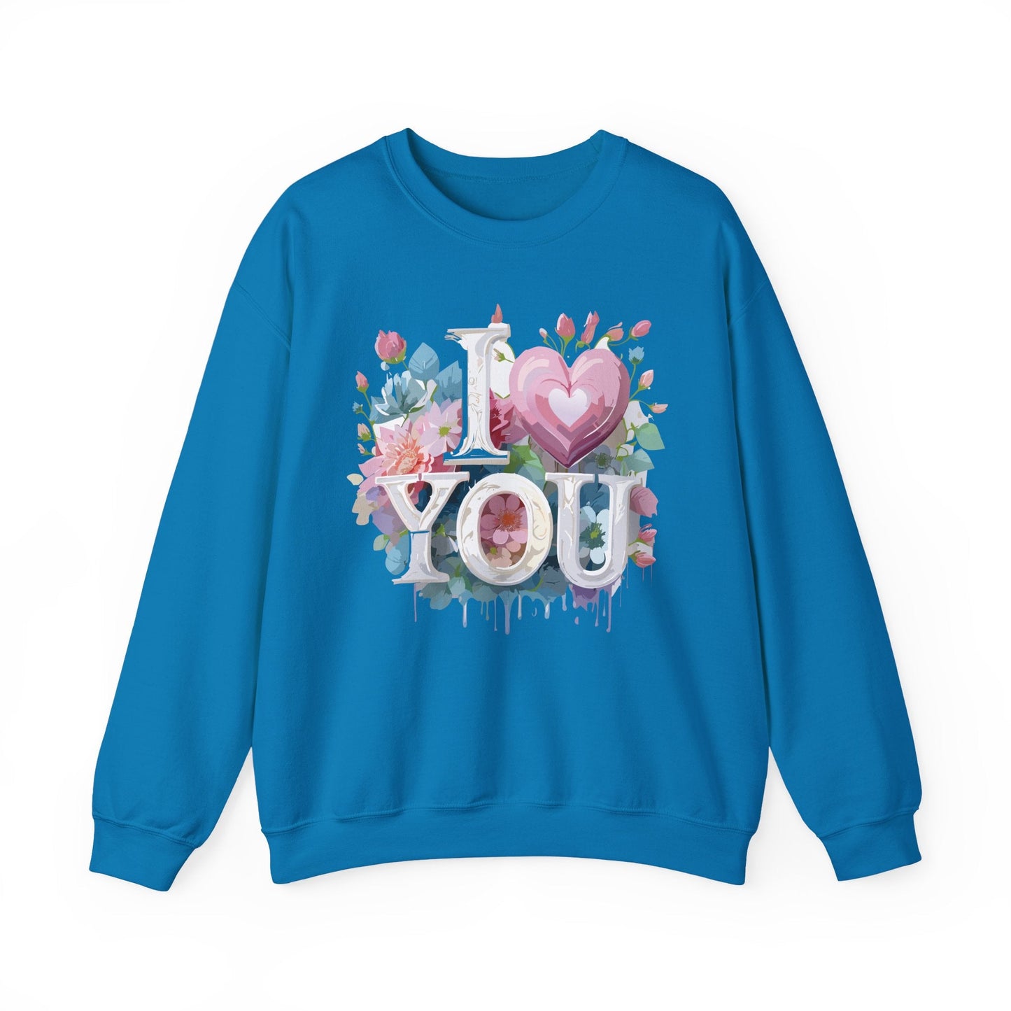 Floral Love Sweatshirt Unisex Valentine Day Flower Print Crewneck Gildan 18000 Cozy
