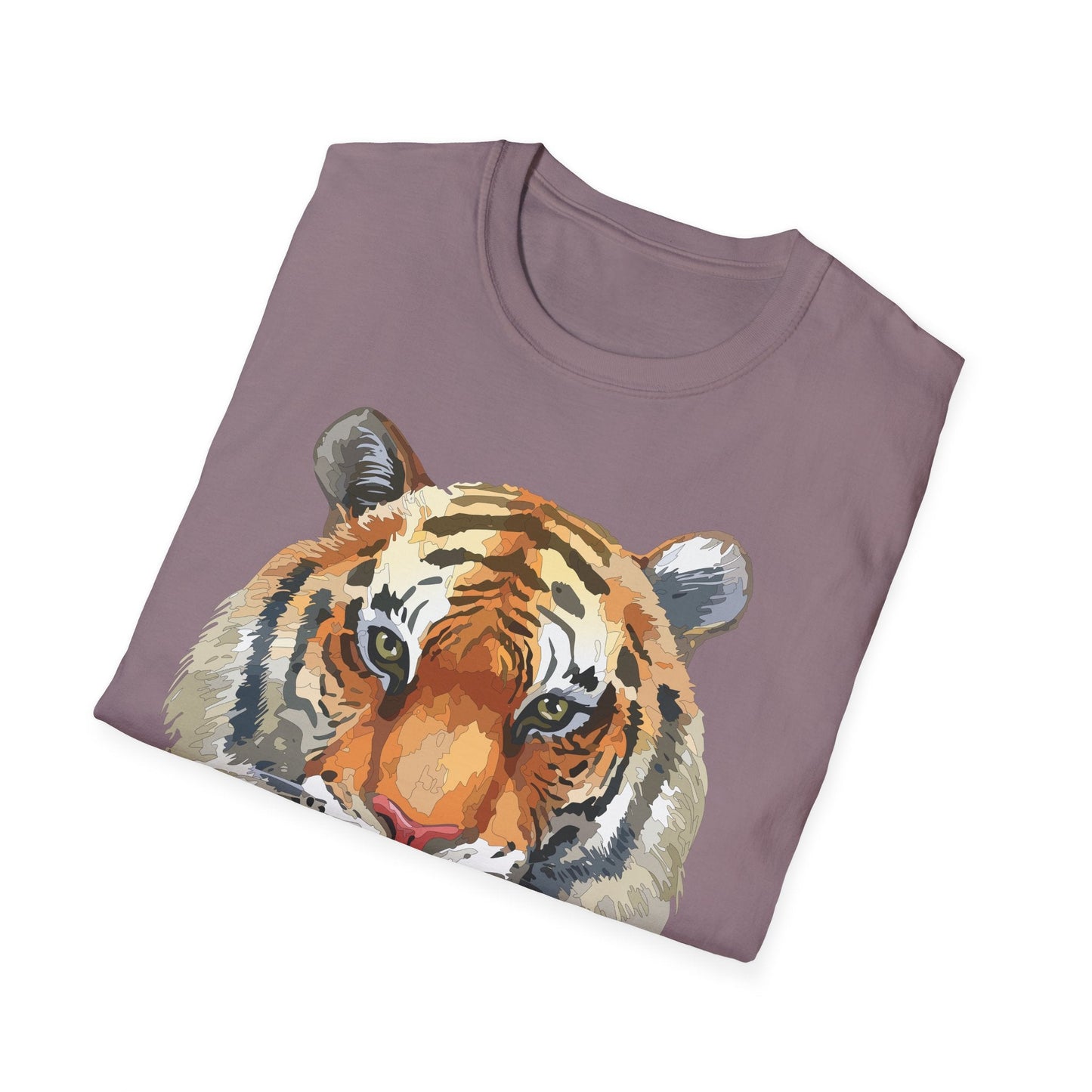 Tiger Print Unisex T Shirt Softstyle 64000 Gildan Ring Spun Cotton Tee