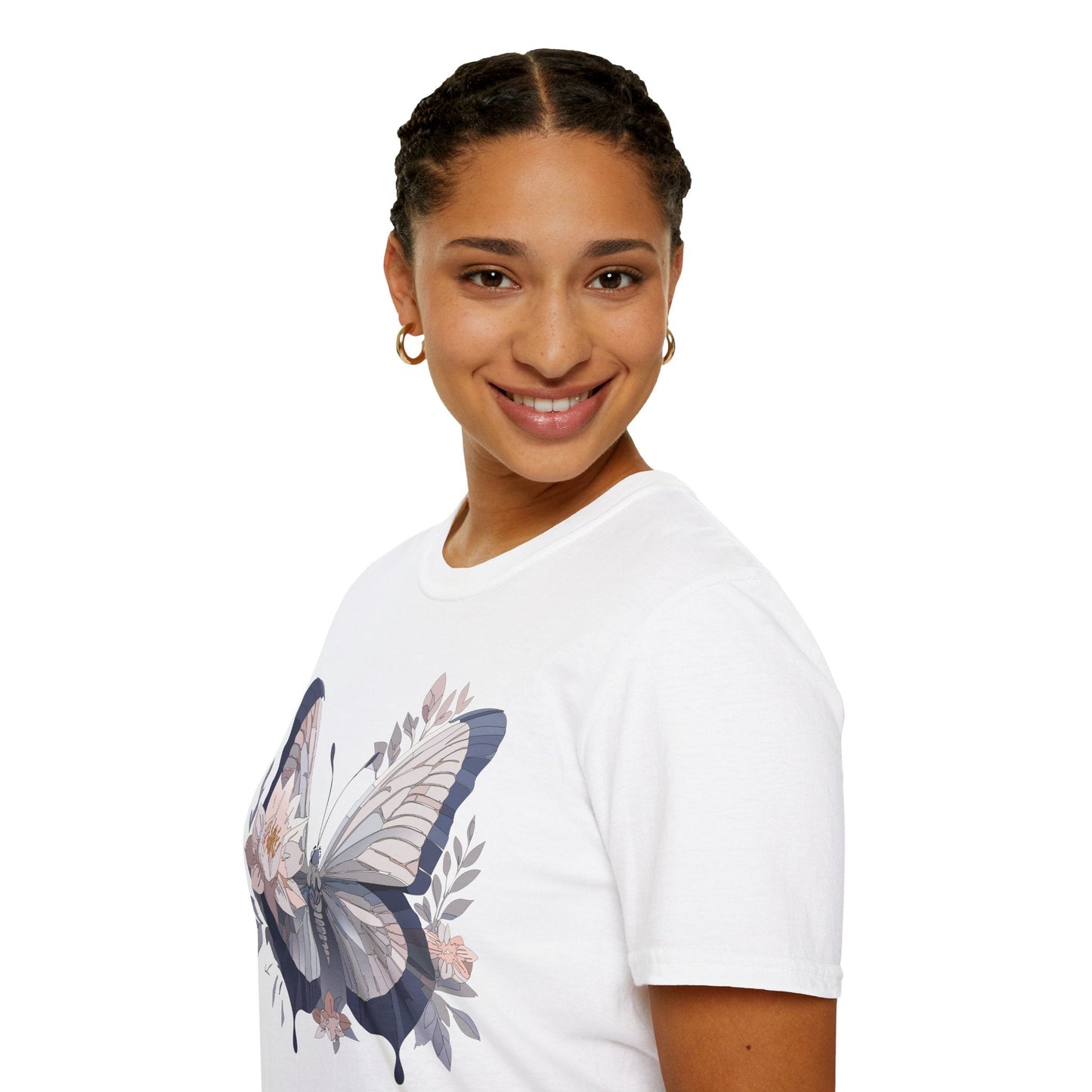 Butterfly T Shirt Unisex Monarch Print Softstyle Cotton Tee for Everyday Comfort