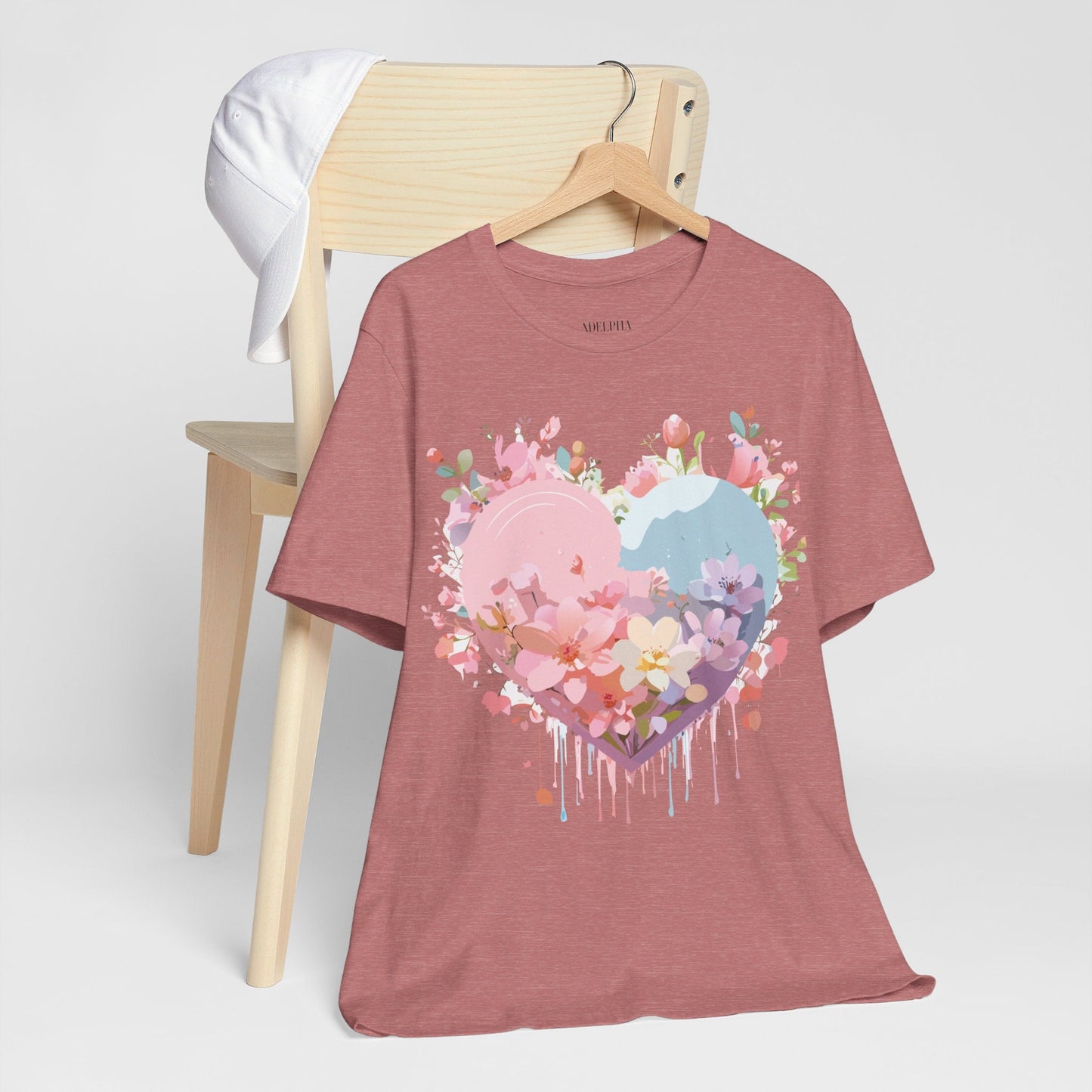 Valentine Day Graphic Unisex 100 Cotton Vintage Artwork with Love and Flower Design Tee 31