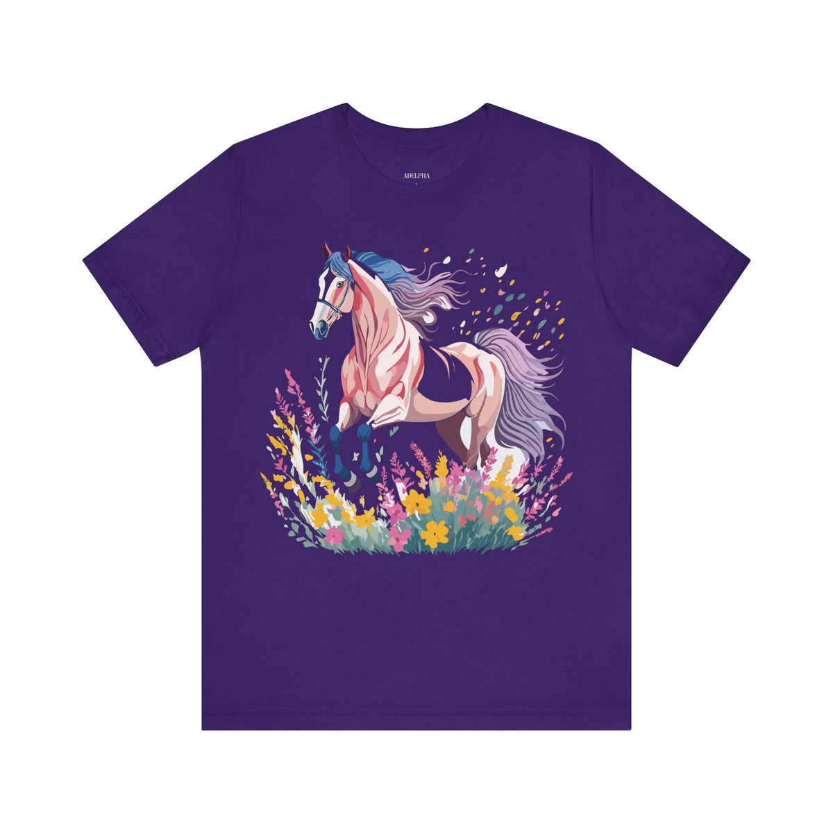 Horse Graphic Unisex Cotton Bella+Canvas Tee with Art Animal Design e27