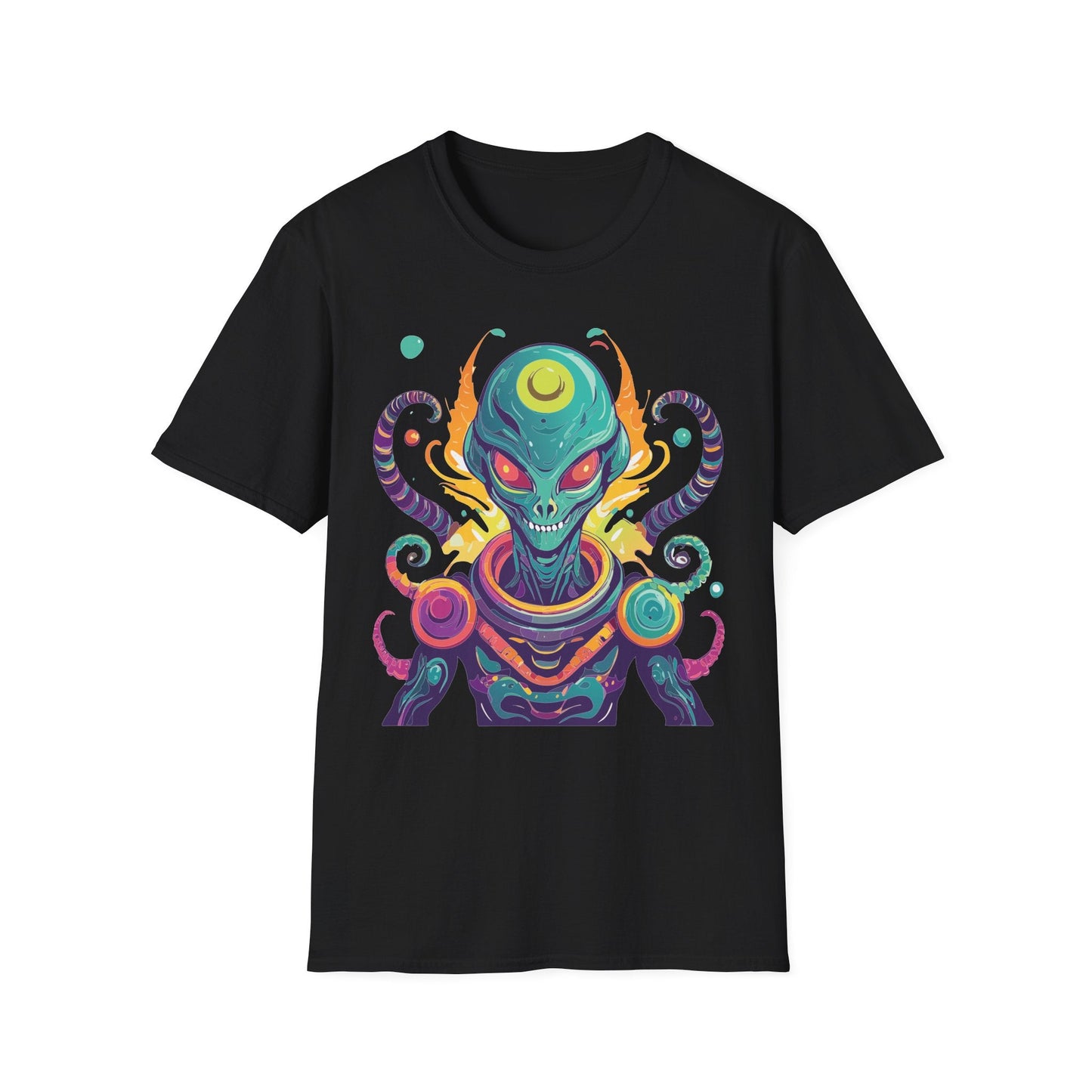 Alien Cosmos Unisex T Shirt With Aliens Design Gildan Softstyle 64000 Comfortable Lightweight Tee