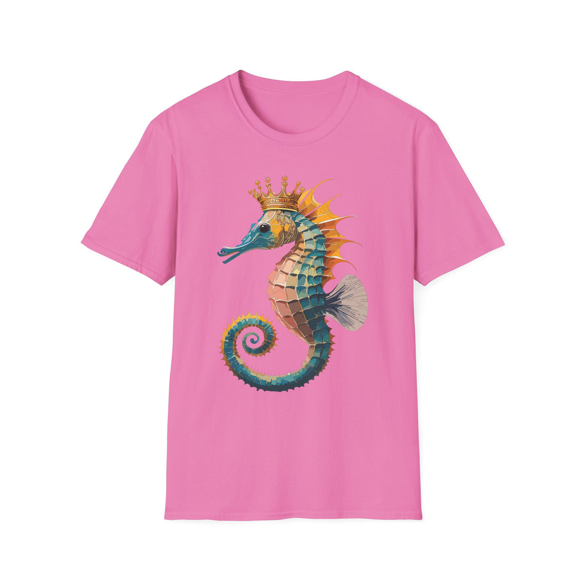 Crowned Seahorse T-Shirt | Colorful King Seahorse Illustration Tee