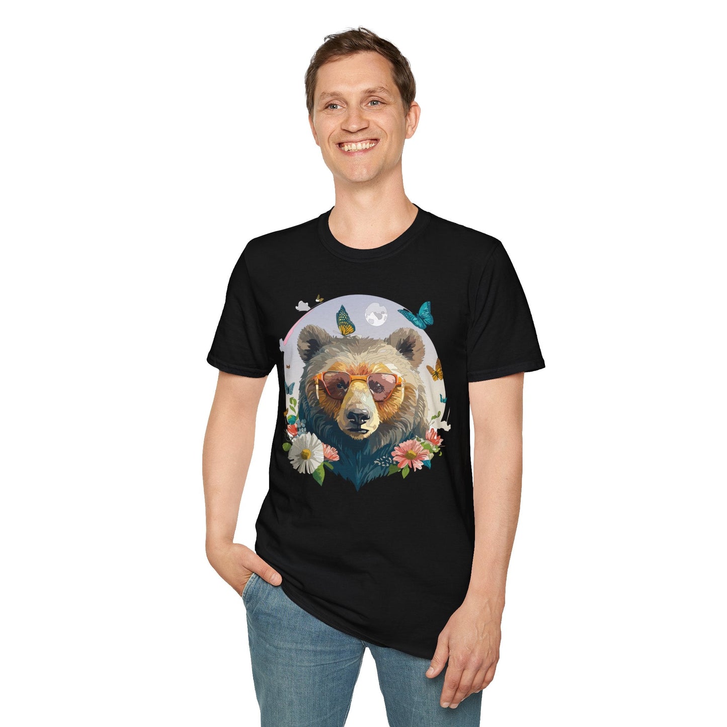 Bear T Shirt Unisex Softstyle Tee 100 Percent Ring Spun Cotton Gildan 64000 Comfortable Wear