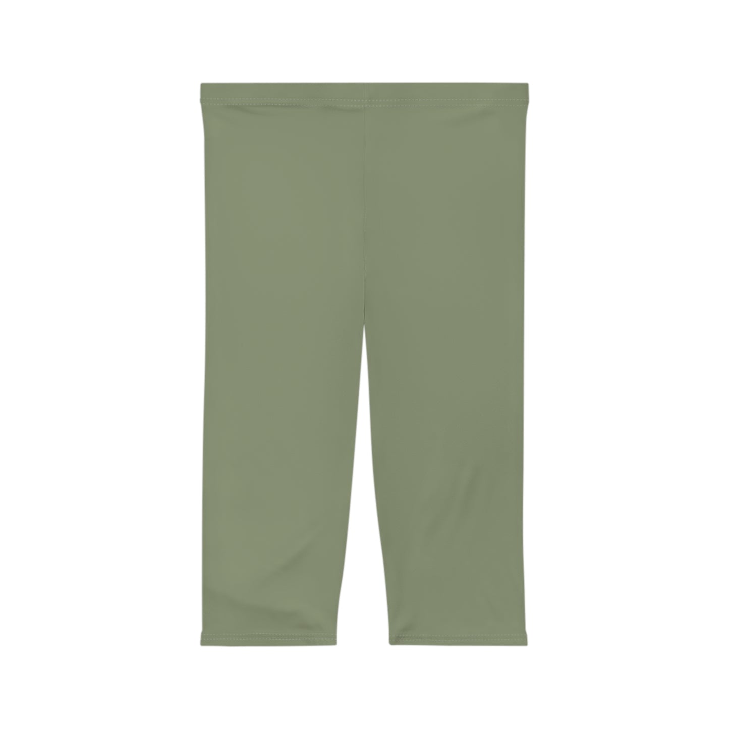 Dusty Sage Green Color Women's Brushed Suede Poly Span Casual Capri Leggings XS-2XL