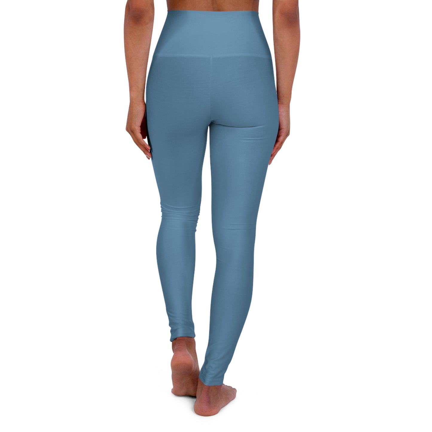 High-Waist Air Force Blue Yoga Leggings Women's Seamless Poly-Span Stretchy Blue Activewear Pants