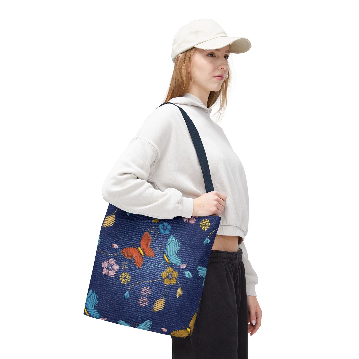 Denim Fabric Imitation Print Unisex Canvas Bag Poly Spun 3 Sizes Tote Bag 167
