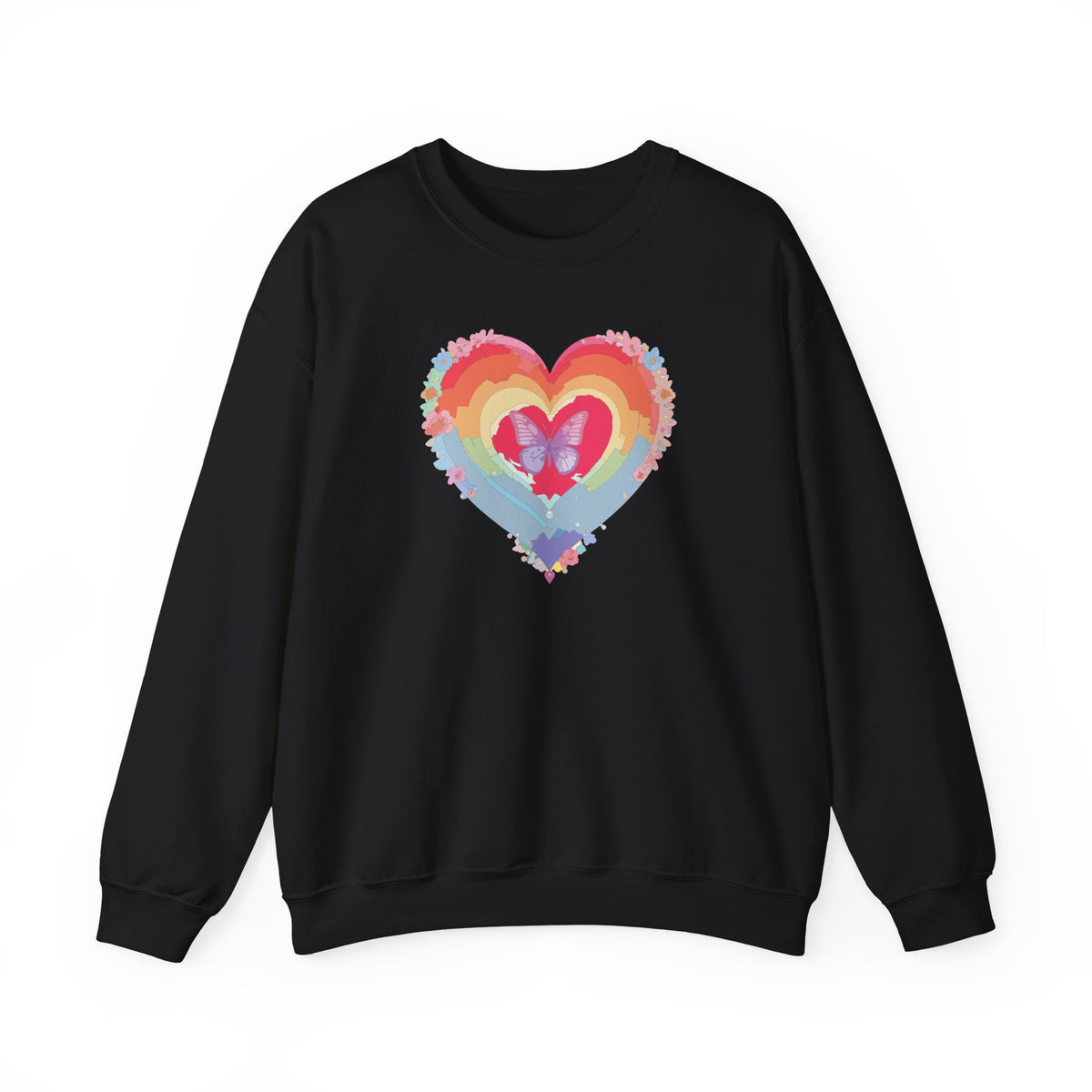 Rainbow Heart Sweatshirt, Floral Heart Sweatshirt, Floral Love Sweatshirt, Valentine's Day Sweatshirt, Rainbow Heart Floral Sweatshirt 116