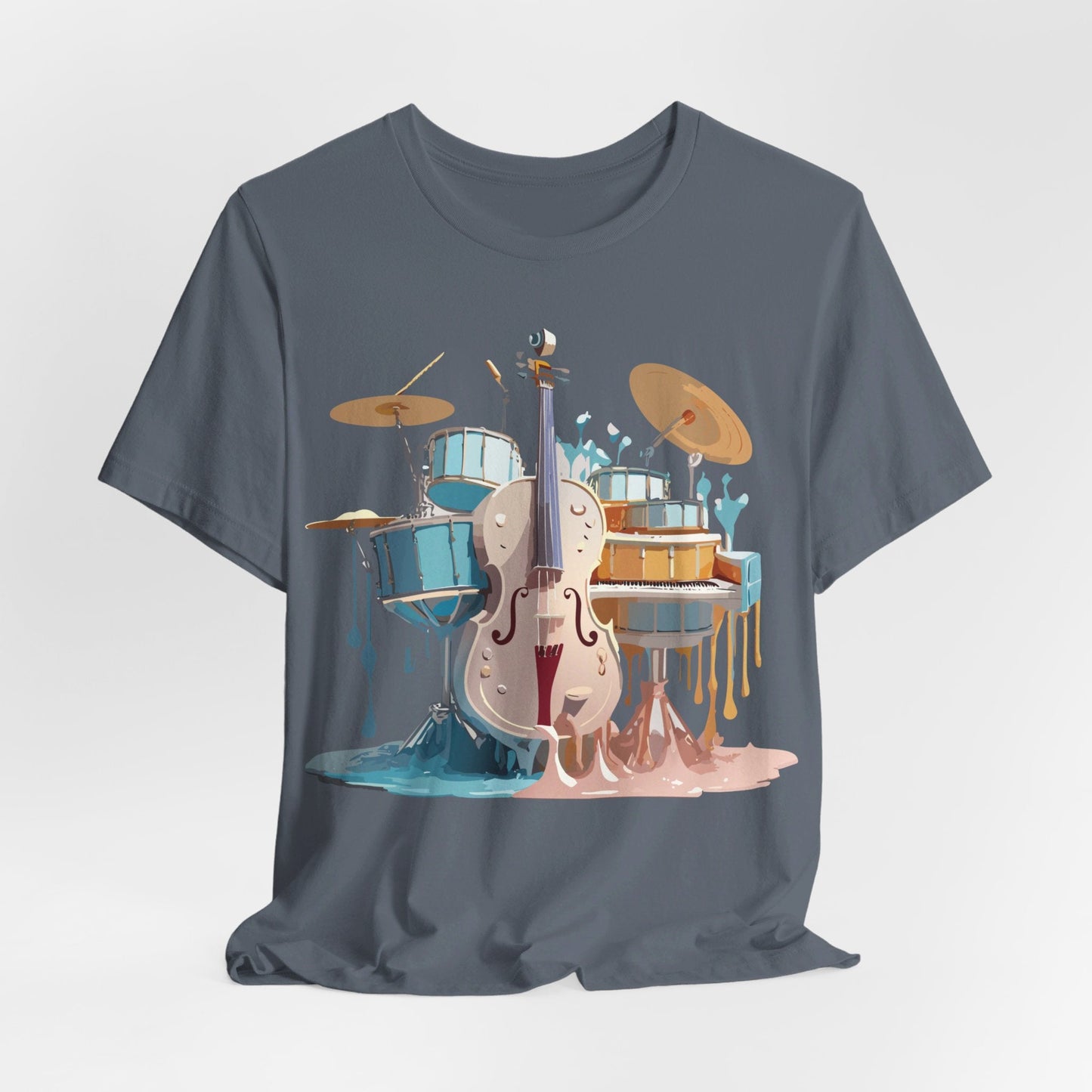 Music Graphic Unisex 100 Cotton Vintage Art with Musical Elements Tee 84