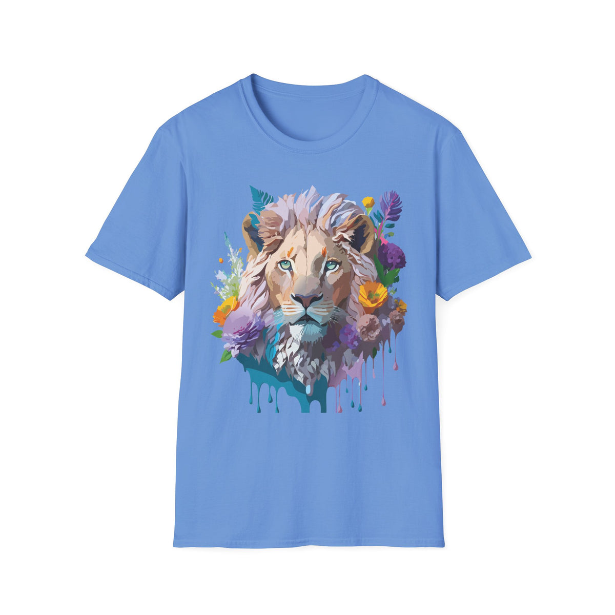 Watercolor Lion Face T-Shirt | Floral Safari Animal Tee
