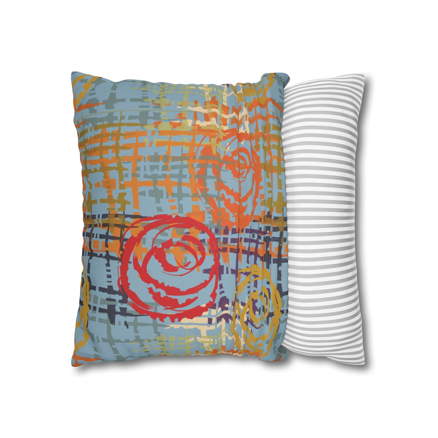 Faux Suede Pillowcase with Abstract print