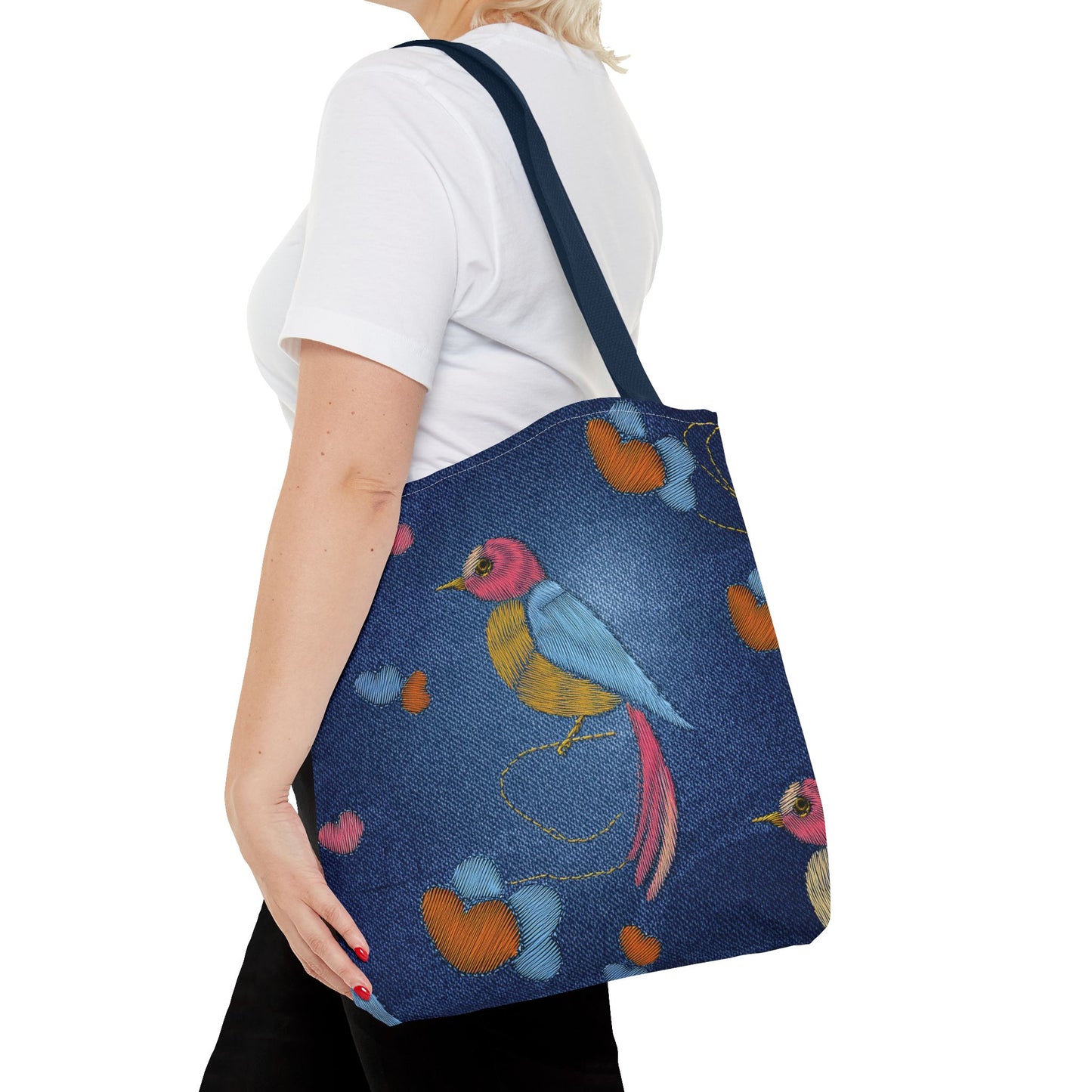 Denim Fabric Imitation Print Unisex Canvas Bag Poly Spun 3 Sizes Tote Bag 194-1