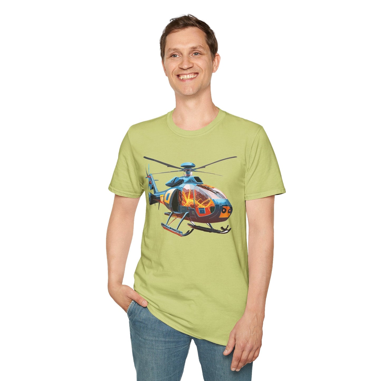 Helicopter Chopper Shirt Unisex Gildan Softstyle 64000 Short Sleeve Tee For Everyday Wear