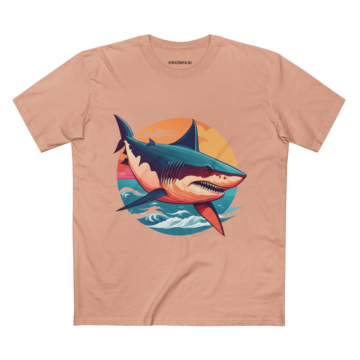 Shark Animal Shirt Unisex Premium Cotton Tee With Original Art Design by Retro2Nova Art Collection Series