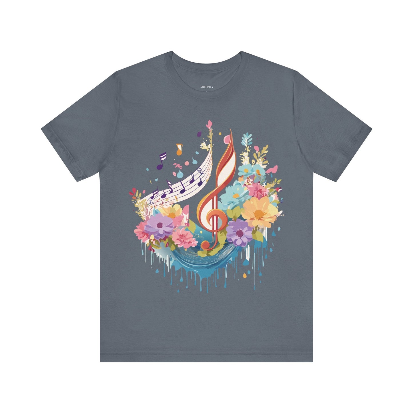 Music Graphic Unisex 100 Cotton Vintage Art with Musical Elements Tee 106
