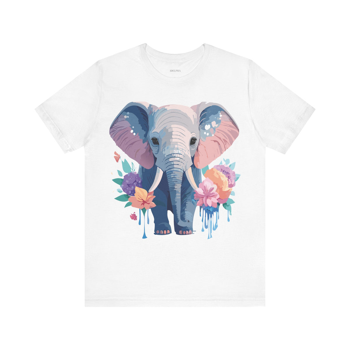 Elephant Graphic Unisex Cotton Bella+Canvas Tee with Art Animal Design e129