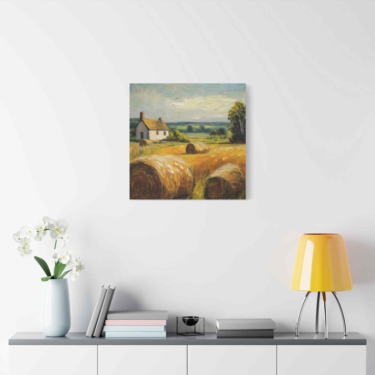 Countryside Print Canvas, Oil Paint Print 20x20, 24x24, 30x30, 32x32, 36x36 Art Design Print Pine-Wood Inner Frame MC-48