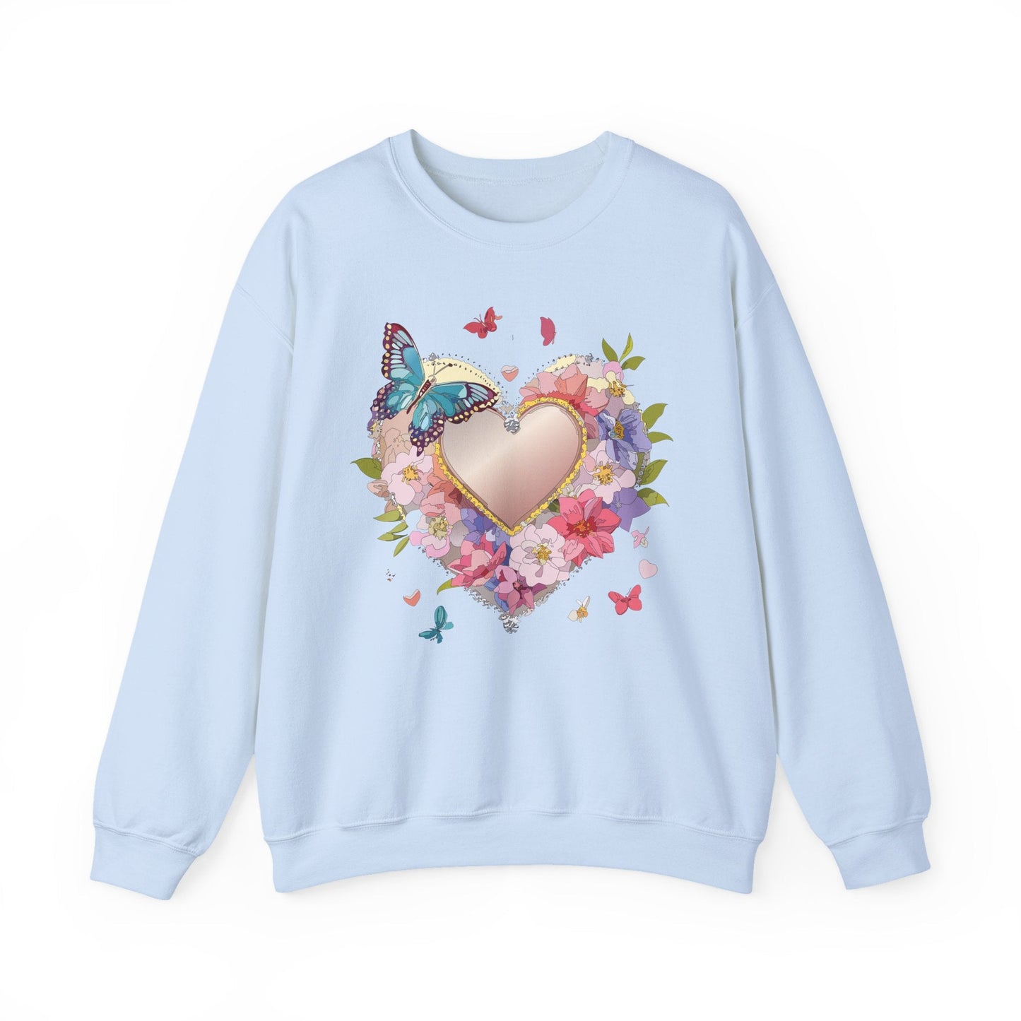 Unisex Floral Heart Sweatshirt Floral Love Sweatshirt Valentines Day Sweatshirt Heart Floral Design