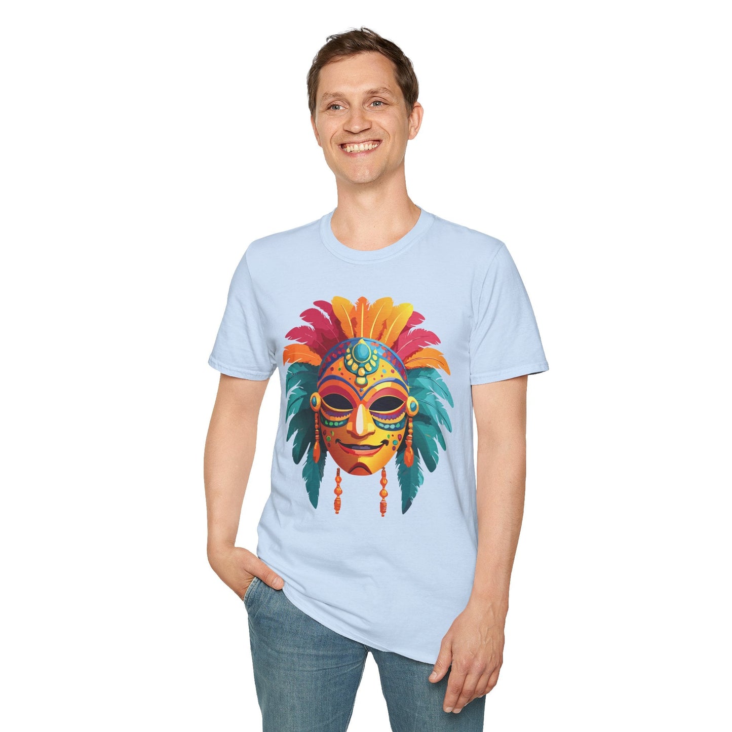 Mask Tee Shirt Unisex Softstyle Gildan 64000 100 Percent Ring Spun Cotton Masquerade Tee