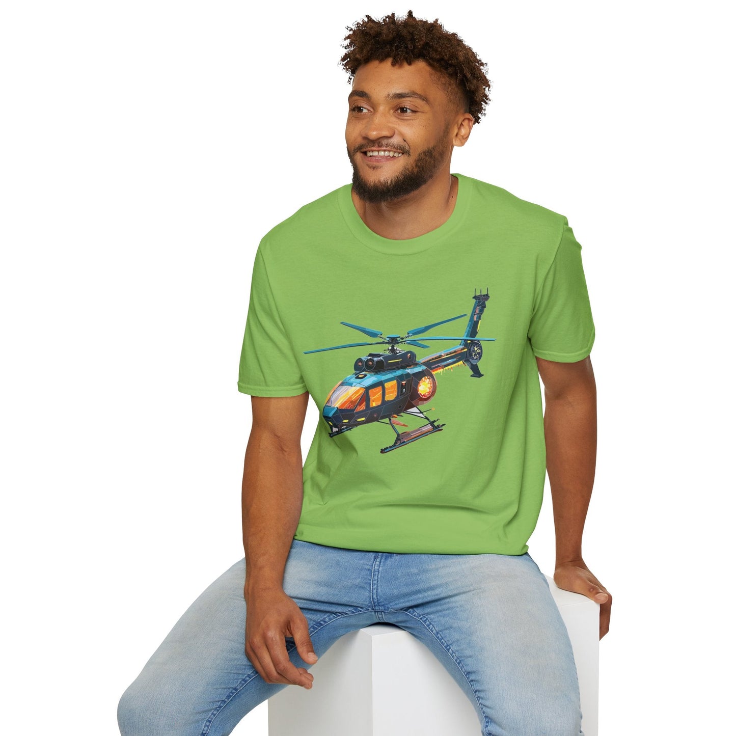Chopper Helicopter Shirt Unisex Gildan Softstyle 64000 Cotton Tee Short Sleeve Graphic Tee