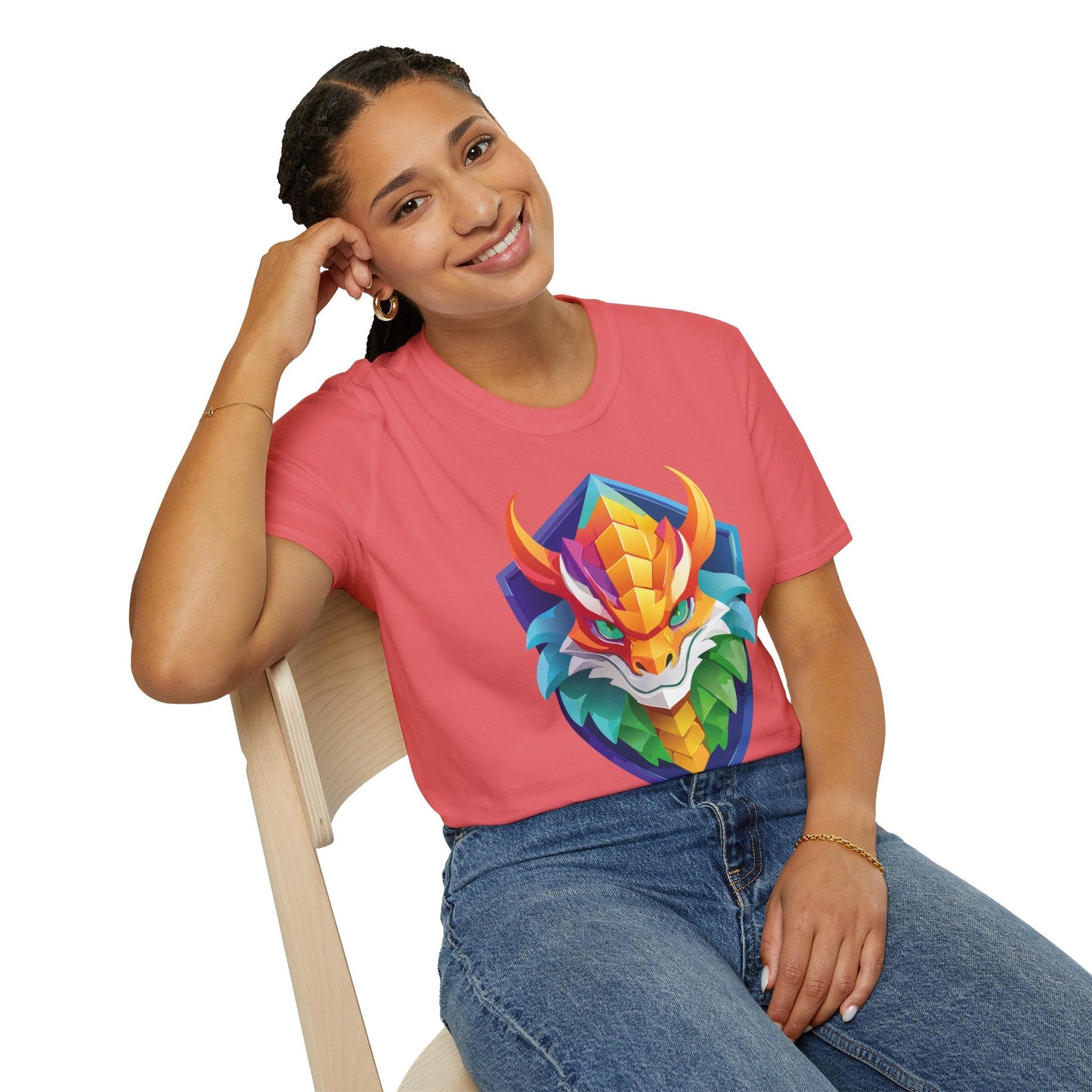 Unisex Dragon T Shirt Softstyle 64000 100 Percent Ring Spun Cotton Comfortable Tee