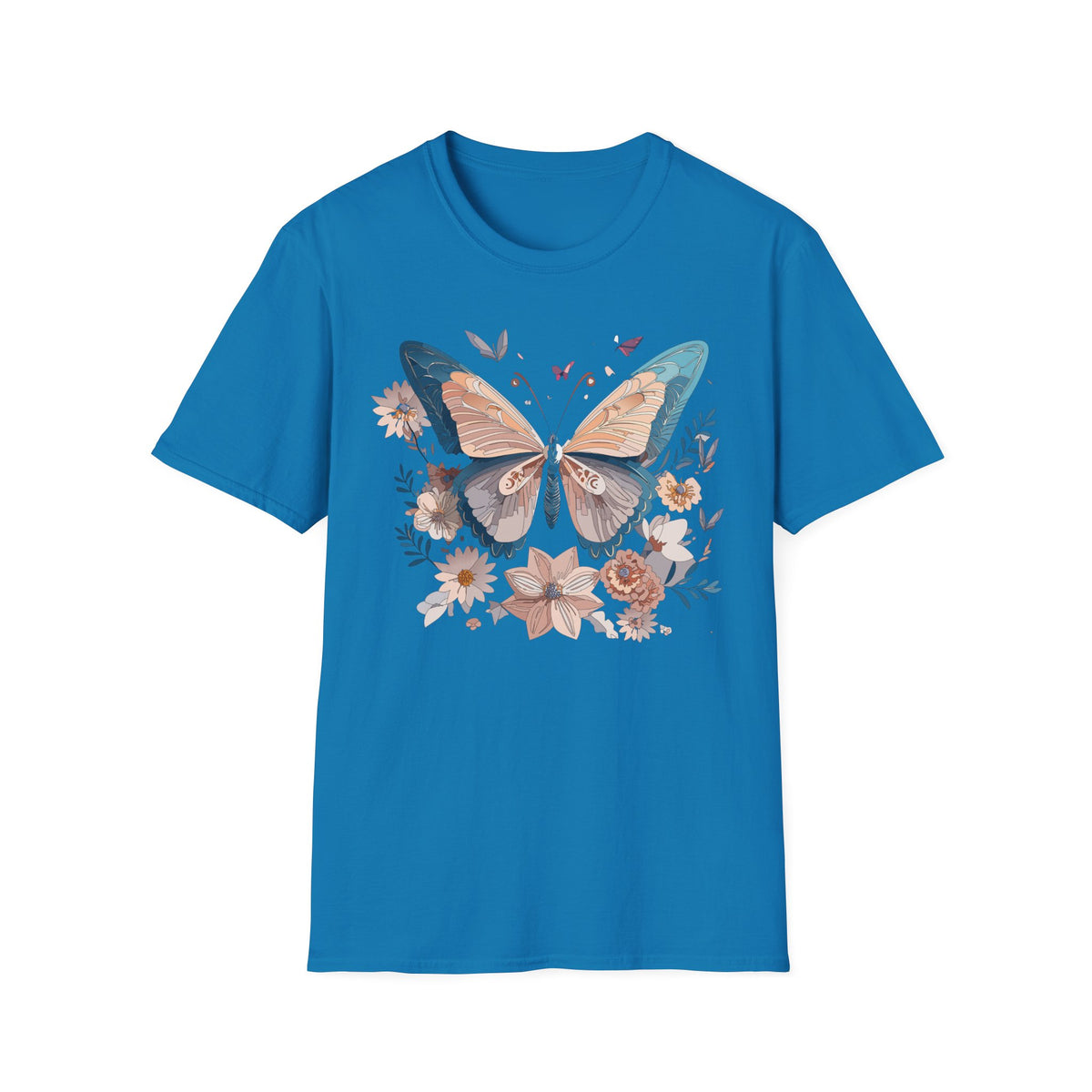 Butterfly Floral T-Shirt — Vintage Boho Nature Graphic Tee Unisex 100 Cotton Gildan T-Shirt