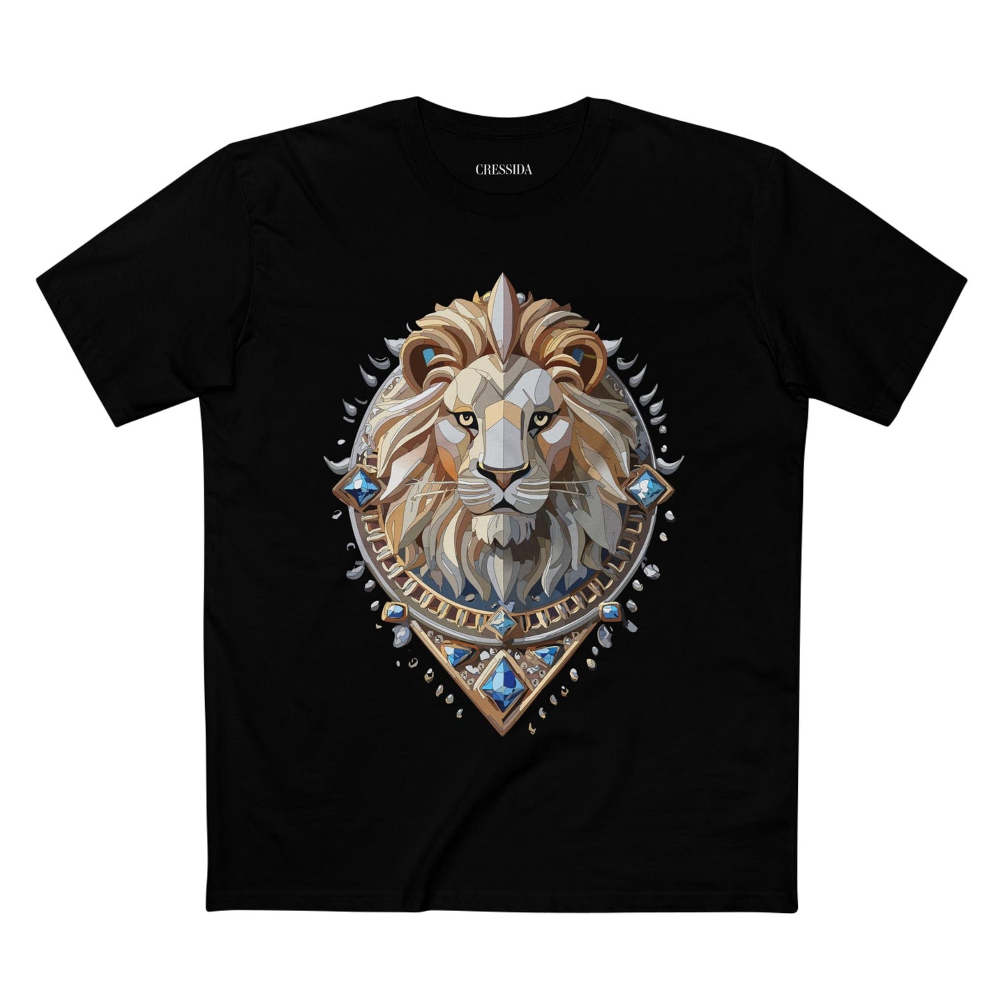 Lion Graphic Unisex 100 Cotton Tee With Unique Animal Golden Medallion Art Design 7
