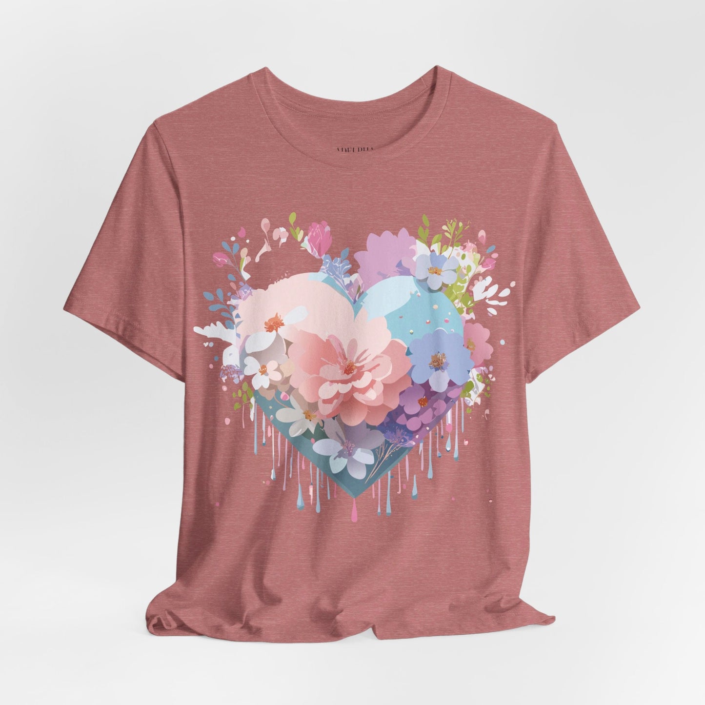 Valentine Day Graphic Unisex 100 Cotton Vintage Artwork with Love and Flower Design Tee 33
