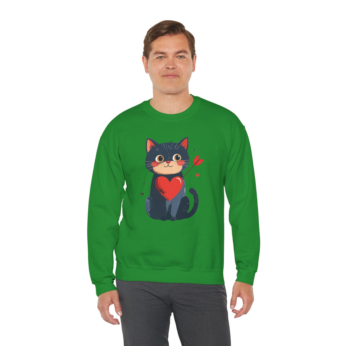 Cat Heart Sweatshirt, Heart Sweatshirt, Cat Sweatshirt, Valentine's Day Sweatshirt, 50/50 Cotton-Poly Animal Sweatshirt 108