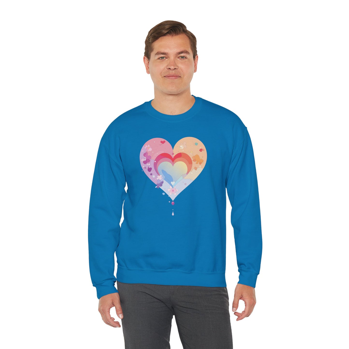 Rainbow Heart Sweatshirt, Floral Heart Sweatshirt, Floral Love Sweatshirt, Valentine's Day Sweatshirt, Rainbow Heart Floral Sweatshirt 114