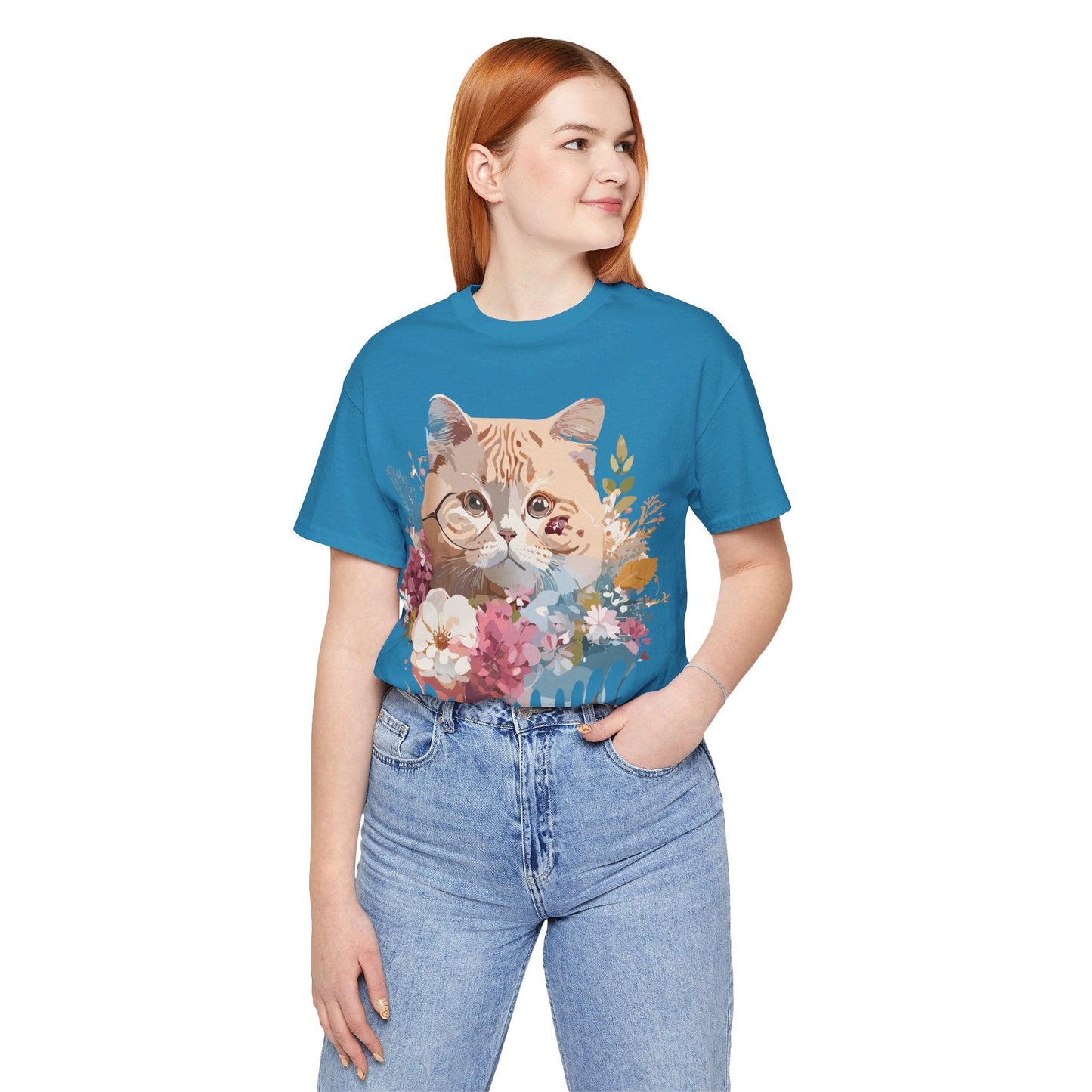 Cat Graphic Tee Unisex Short Sleeve Vintage Inspired Art Design Adelpha