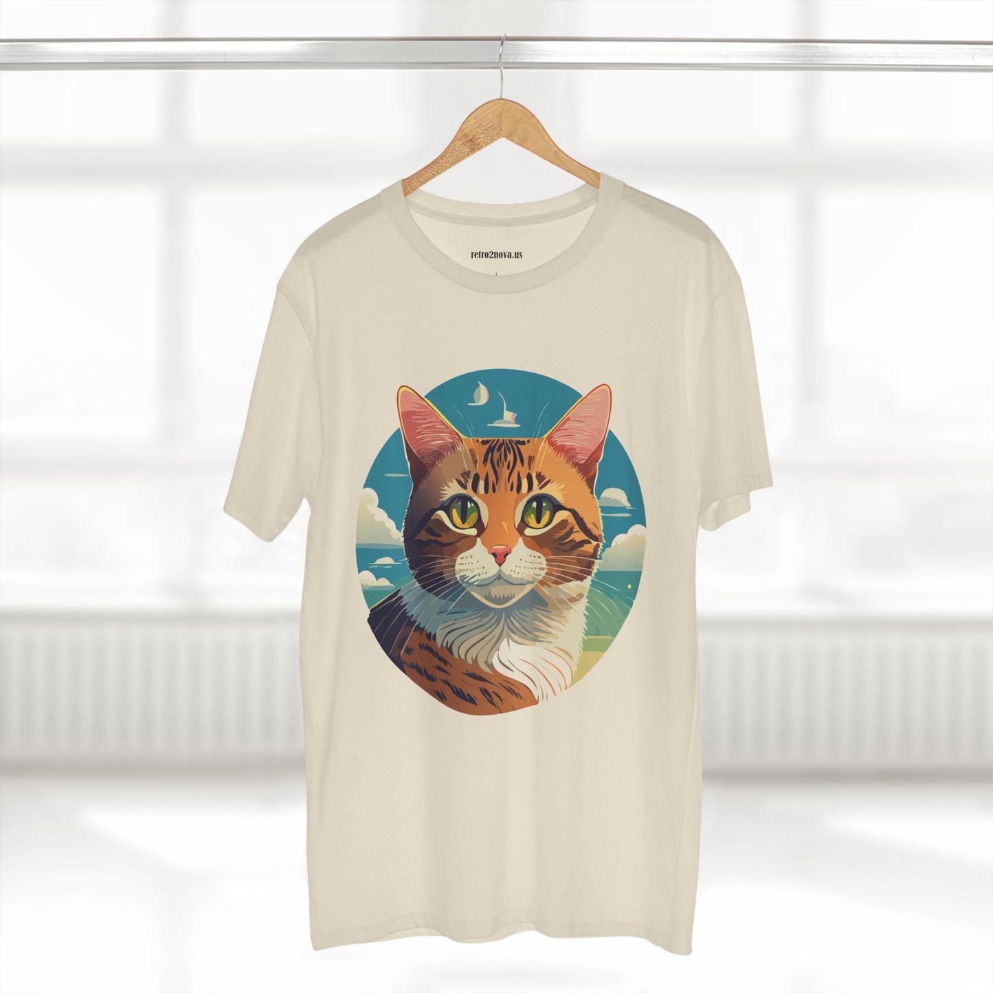 Unisex Premium Cotton Staple Tee With Original Cat Art Design Featuring Retro2Nova Logo And Everyday Comfort