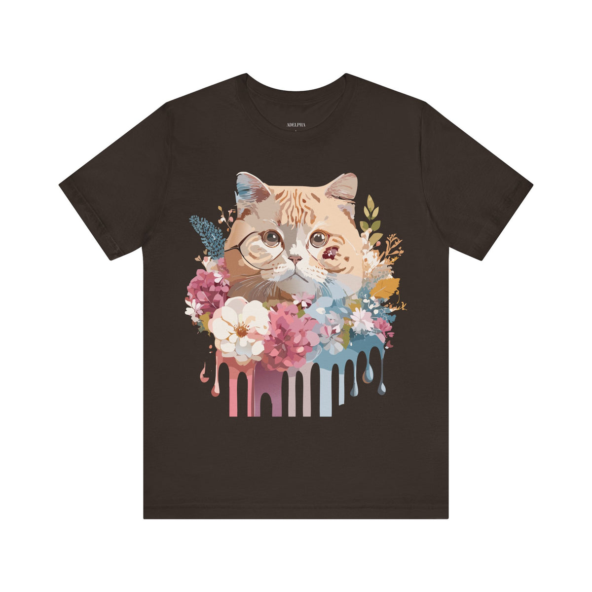 Cat Graphic Unisex Cotton Bella+Canvas Tee with Art Animal Design e103