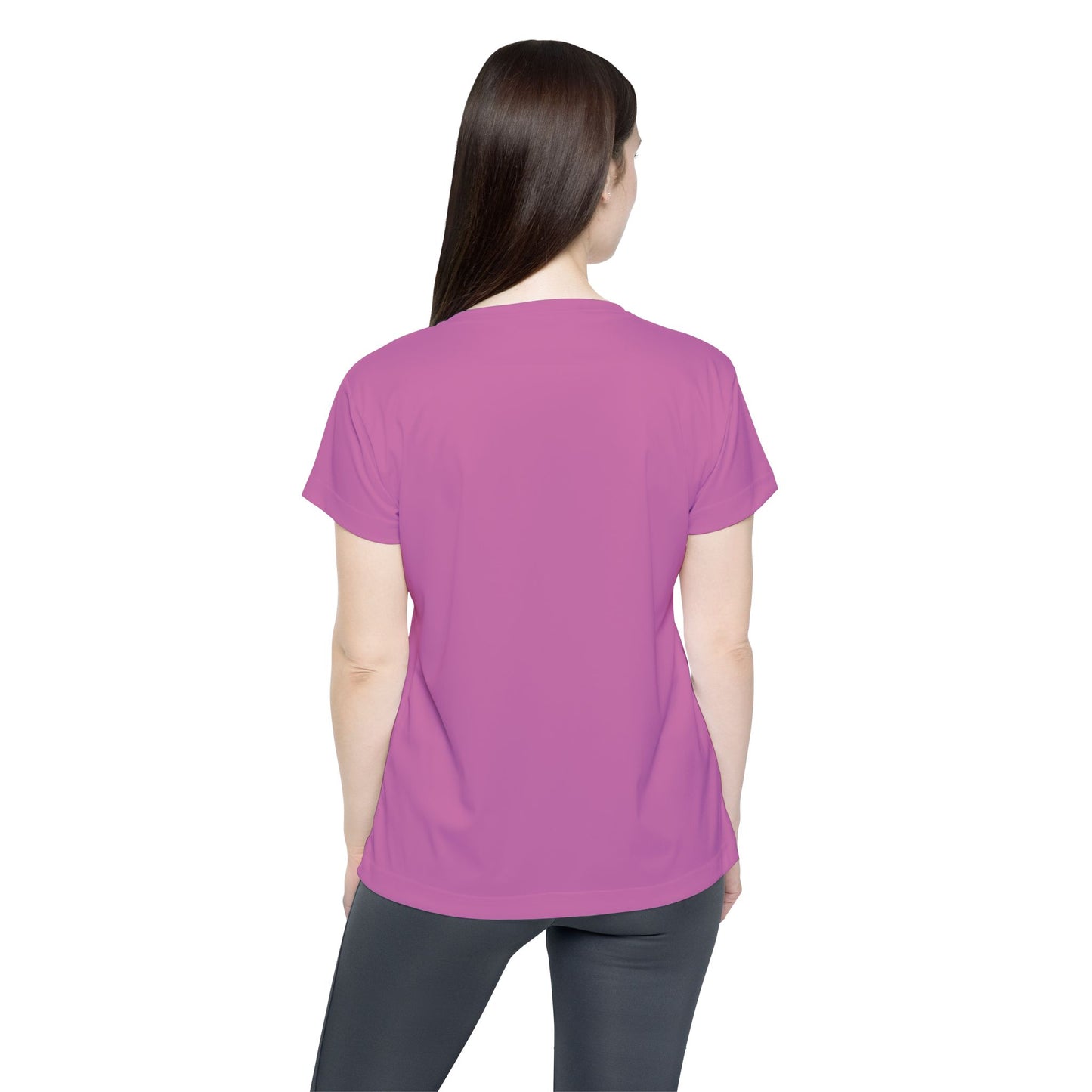 Petal Pink Women's Sports Jersey Short Sleeves 100% Poly Solid Pink Color Print Athletic Tee