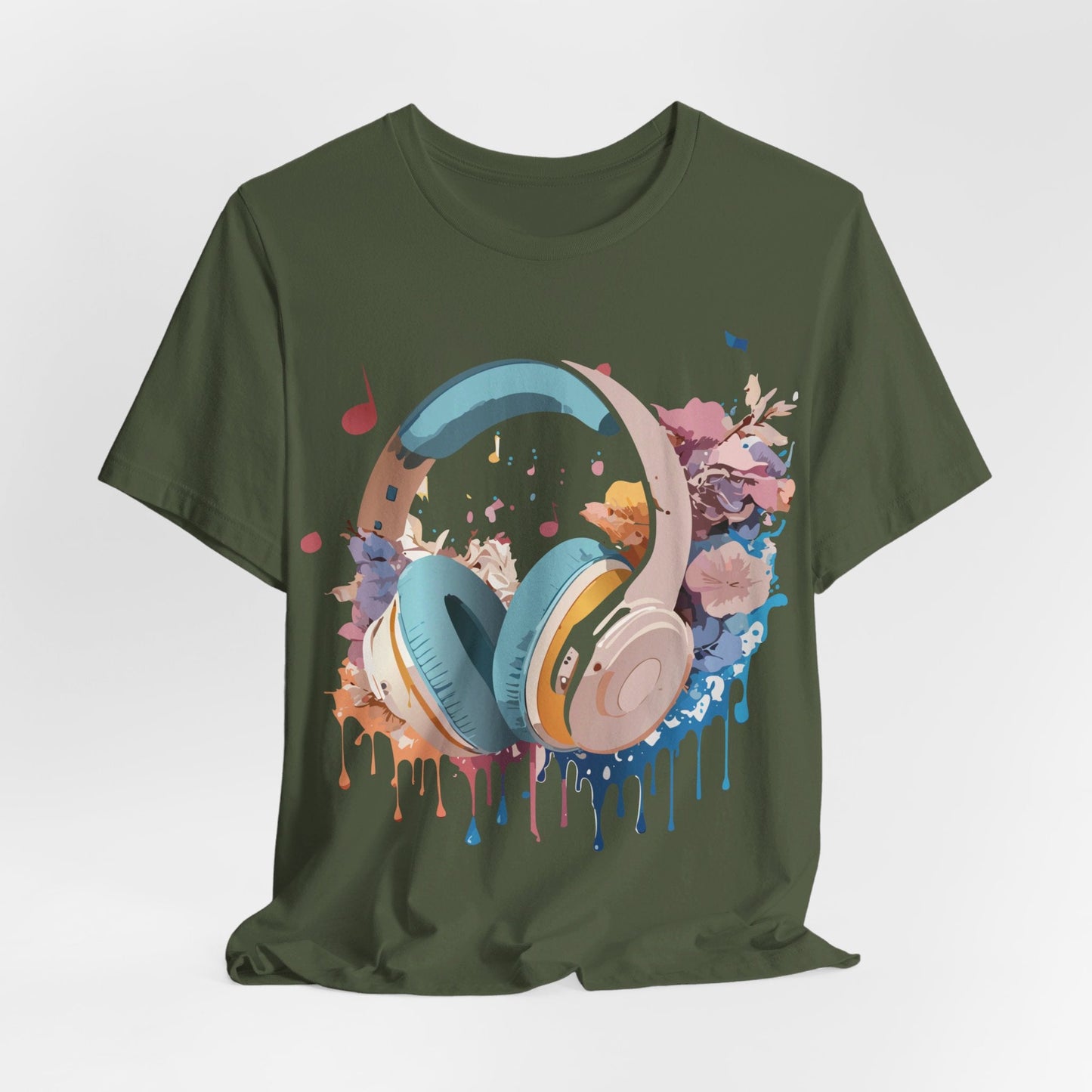 Music Graphic Unisex 100 Cotton Vintage Art with Musical Elements Tee 1
