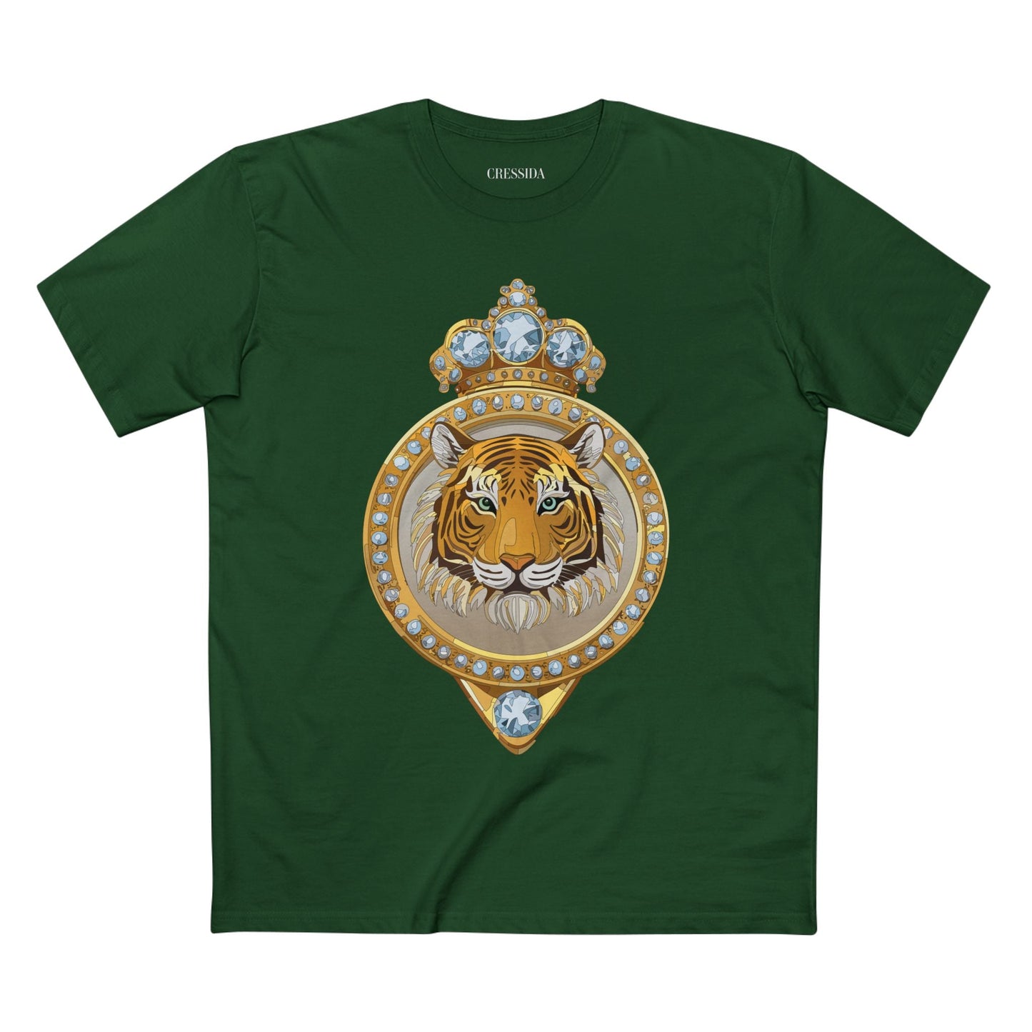 Tiger Graphic Unisex 100 Cotton Tee With Unique Animal Golden Medallion Art Design 2