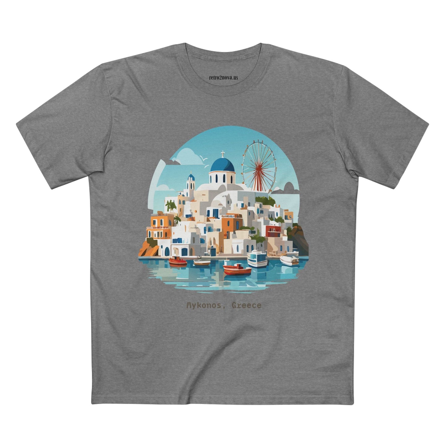 Unisex Greece Travel Shirt With Original Art Design Premium Cotton Tee Retro2Nova