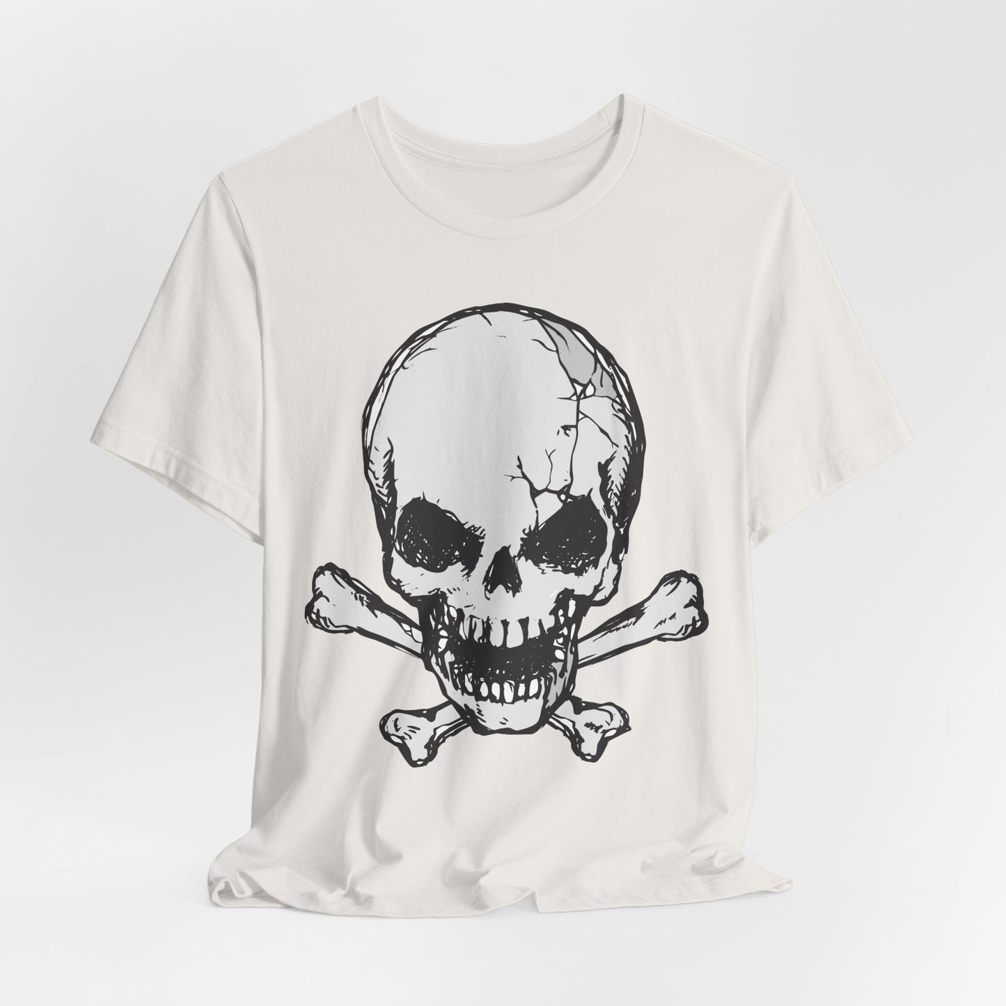 Grey Skull Graphic Design Tee, Skull Shirt, Vintage Tees, Art Design T-Shirt, Vintage Graphic Tee, Art Shirts with Skulls