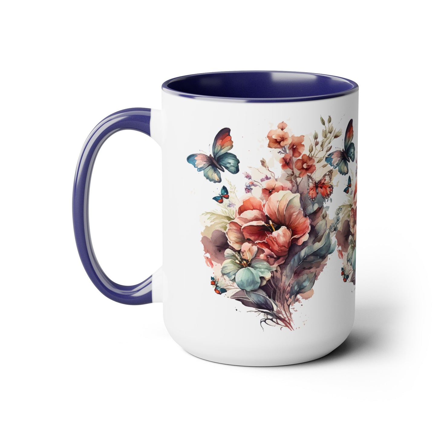 Two-Tone Coffee Mugs with butterfly