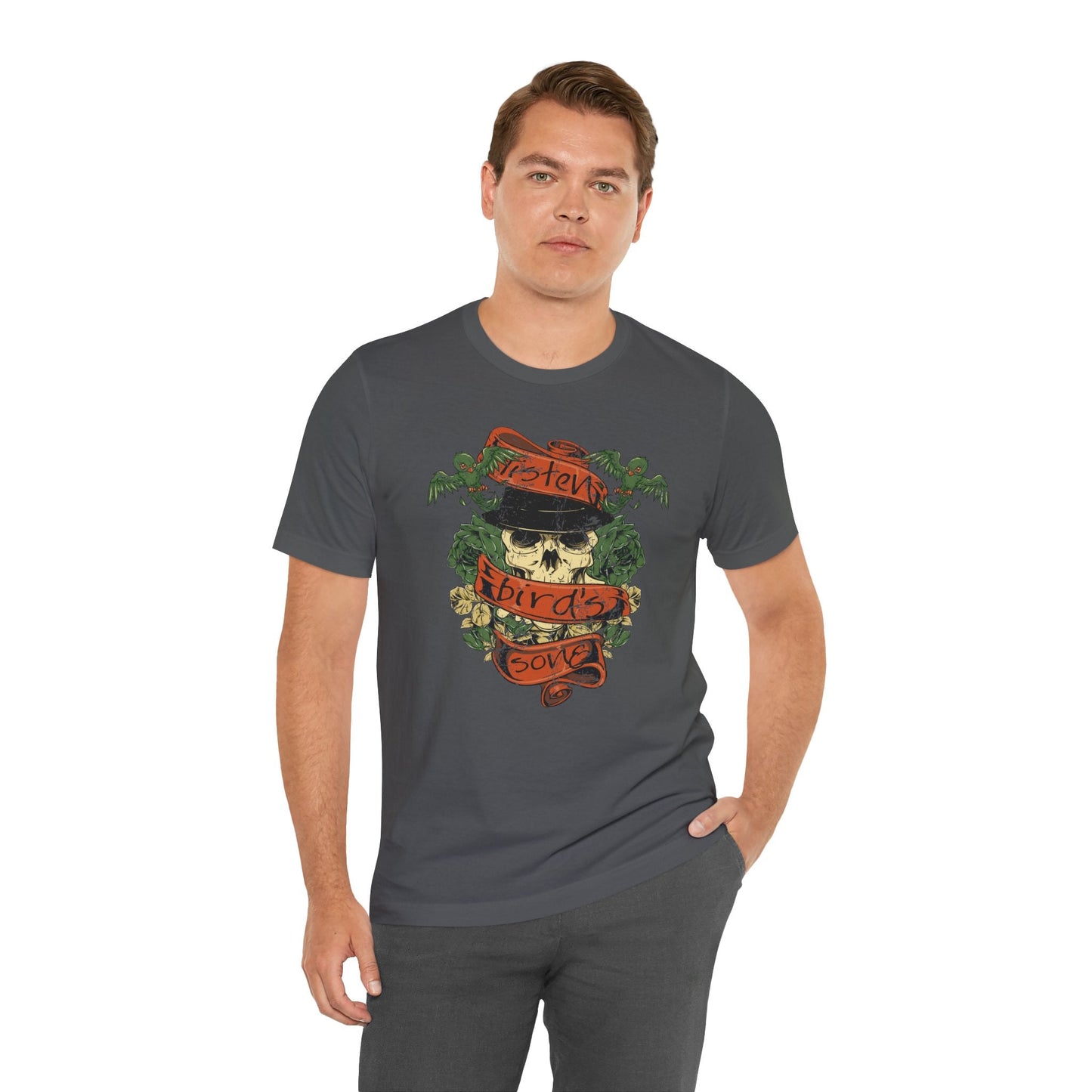 Skull Floral Tattoo Style Graphic Design Unisex Cotton T-Shirt Art-38