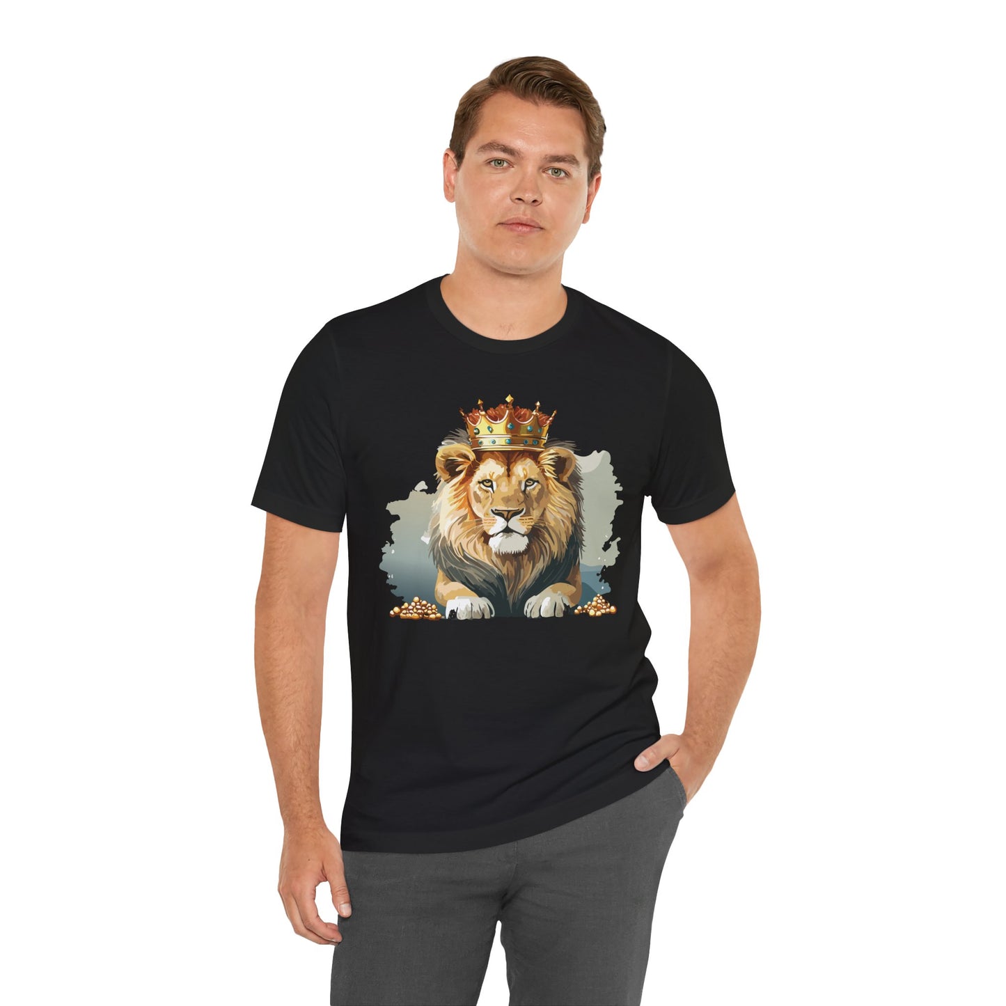 Majestic Lion Crown T-shirt, Animal Shirt, Lion Tee, Unisex Top, Birthday Gift, Shirt with Animal design