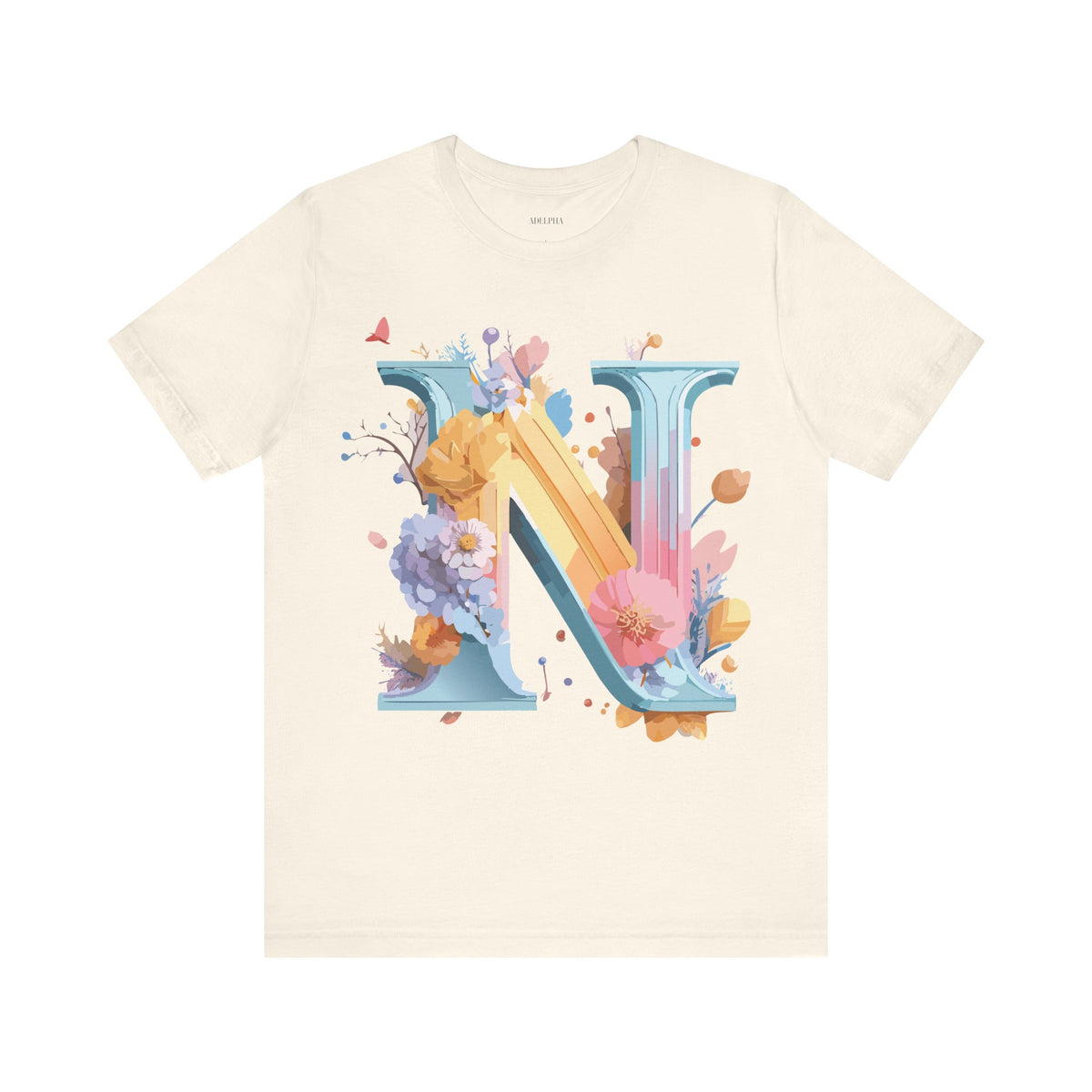 Letter N Graphic Unisex Cotton Bella+Canvas Tee with Art Letter Design