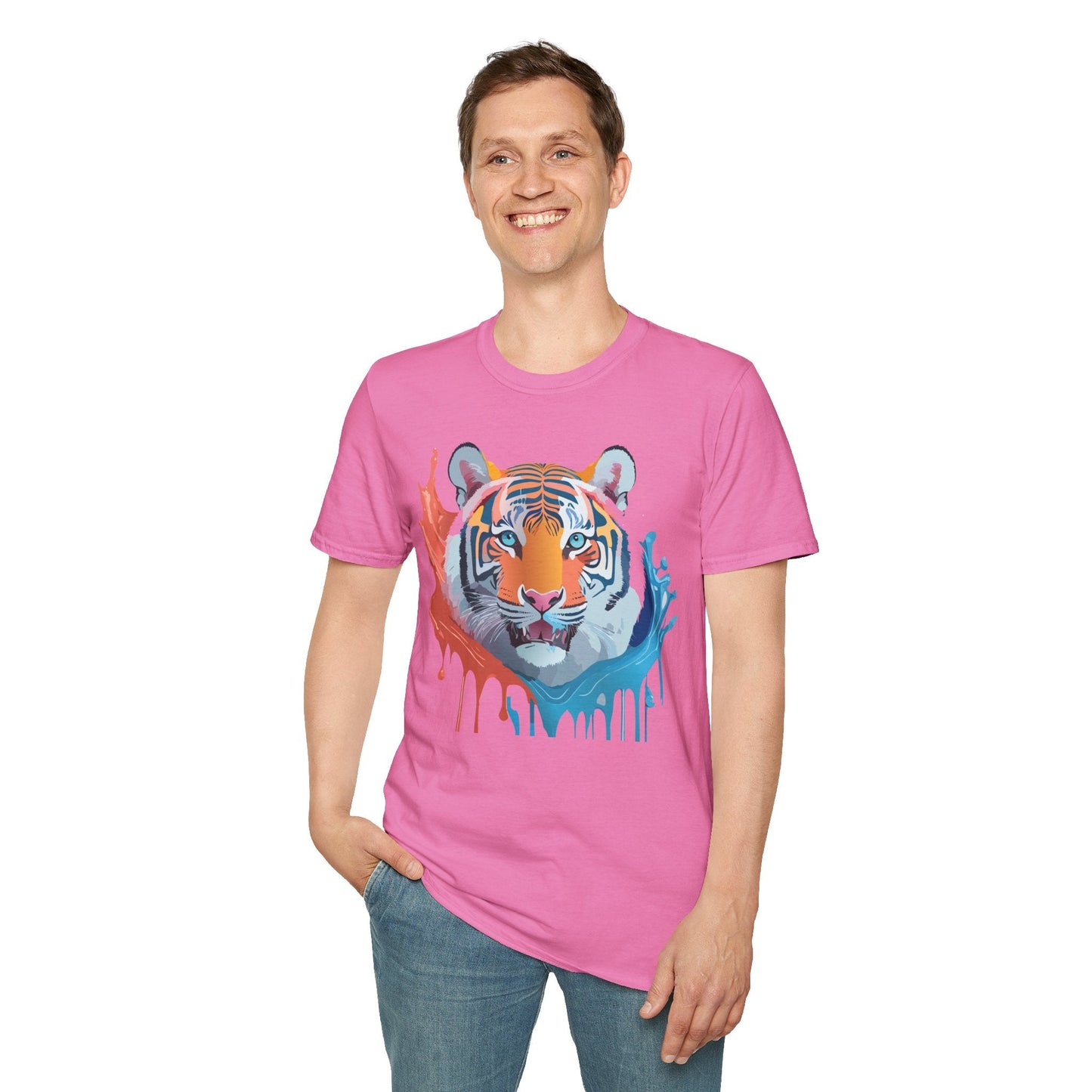 Unisex Tiger Tee Gildan Softstyle Animal Print Shirt Ring Spun Cotton