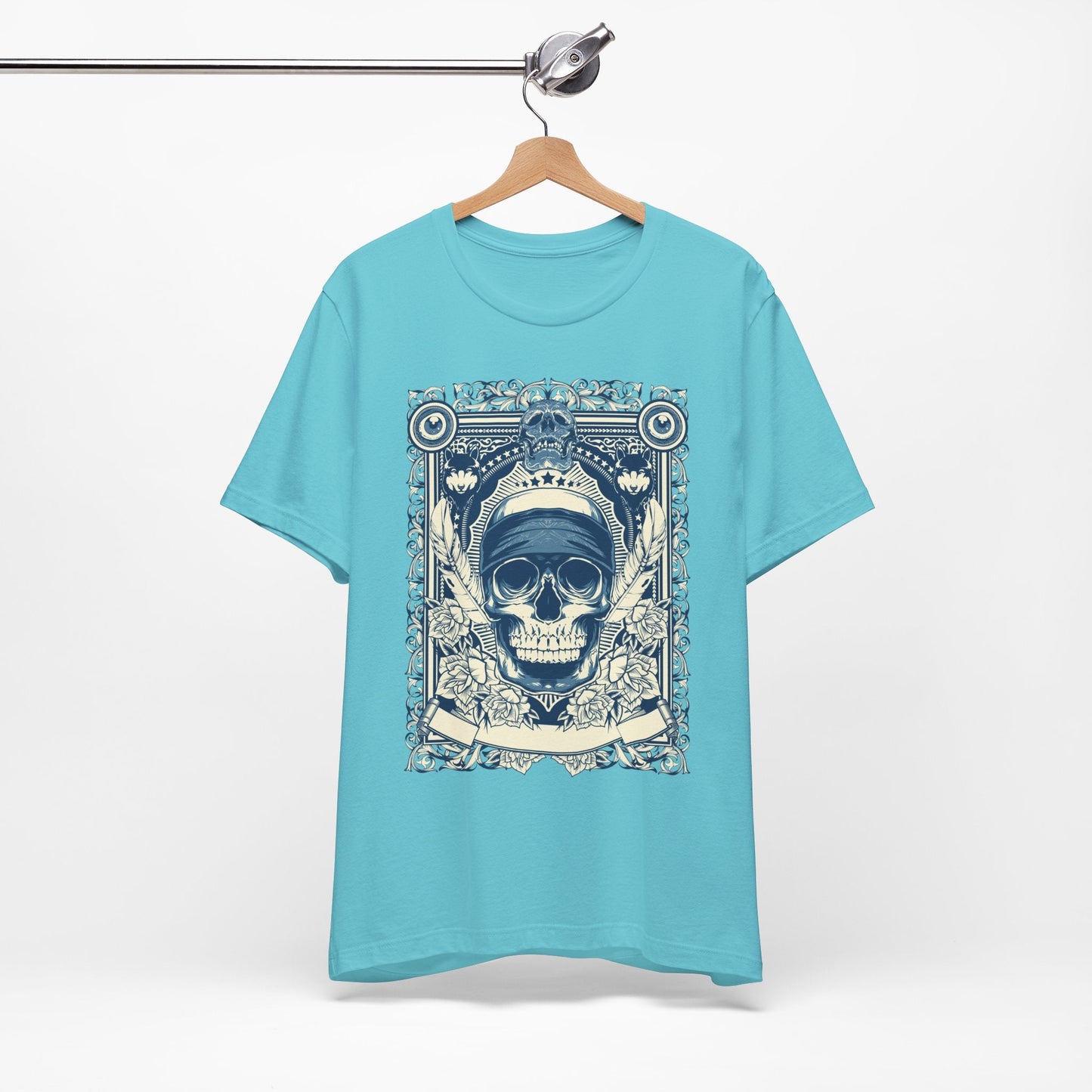 Skull Crown Graphic Tee Vintage Ornate Skull Illustration Rock Band T-Shirt