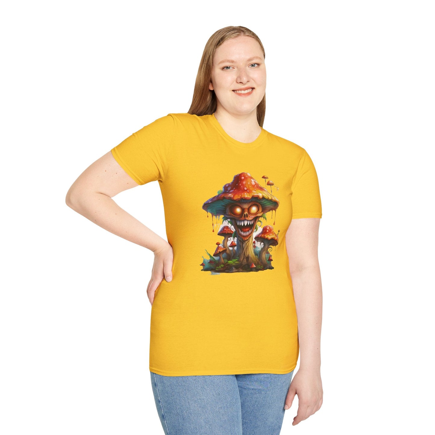 Mashroom Tee Shirt Unisex Softstyle 64000 100% Ring Spun Cotton with Funny Mushroom Artwork