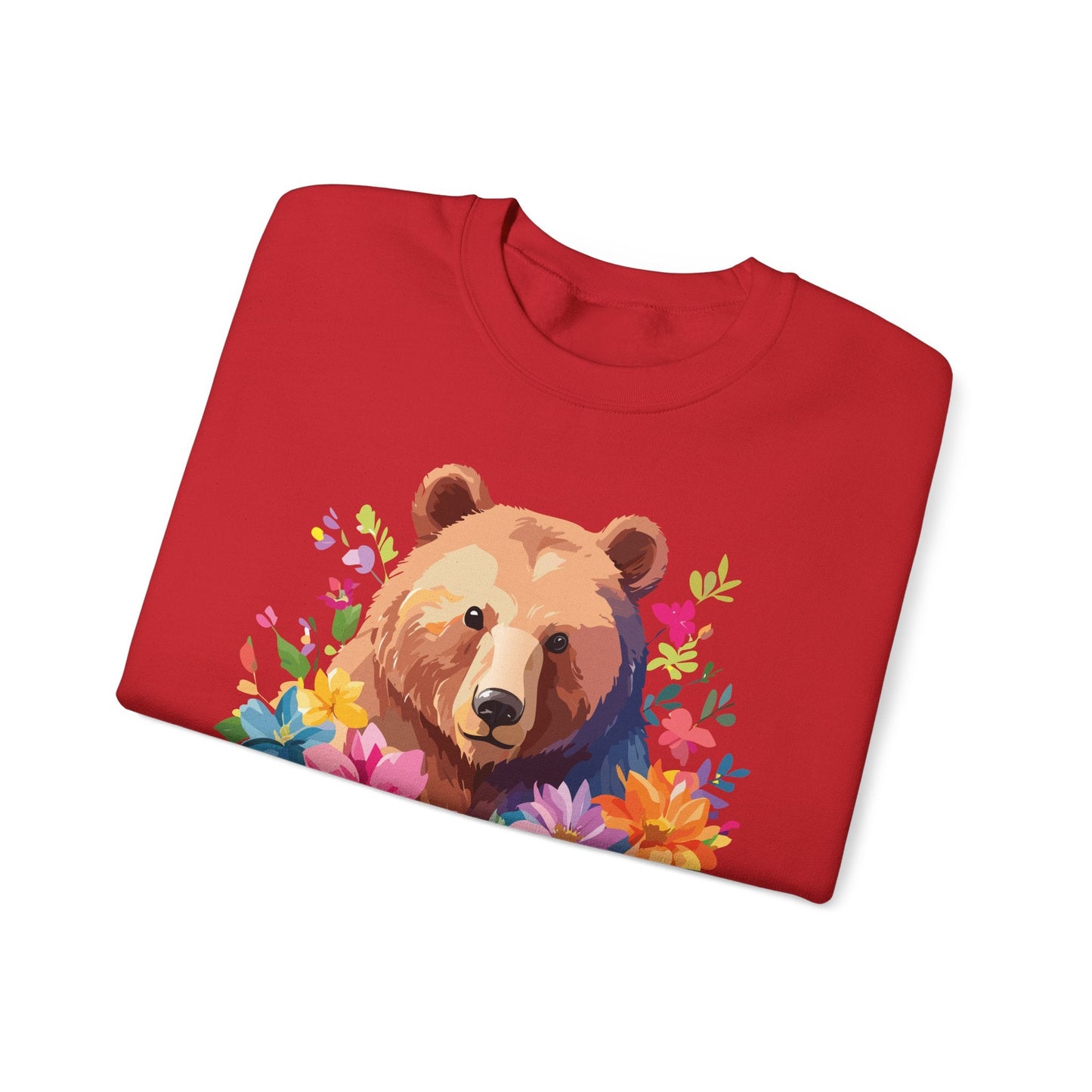 Unisex Floral Bear Sweatshirt With Art Design Animals Sweatshirt