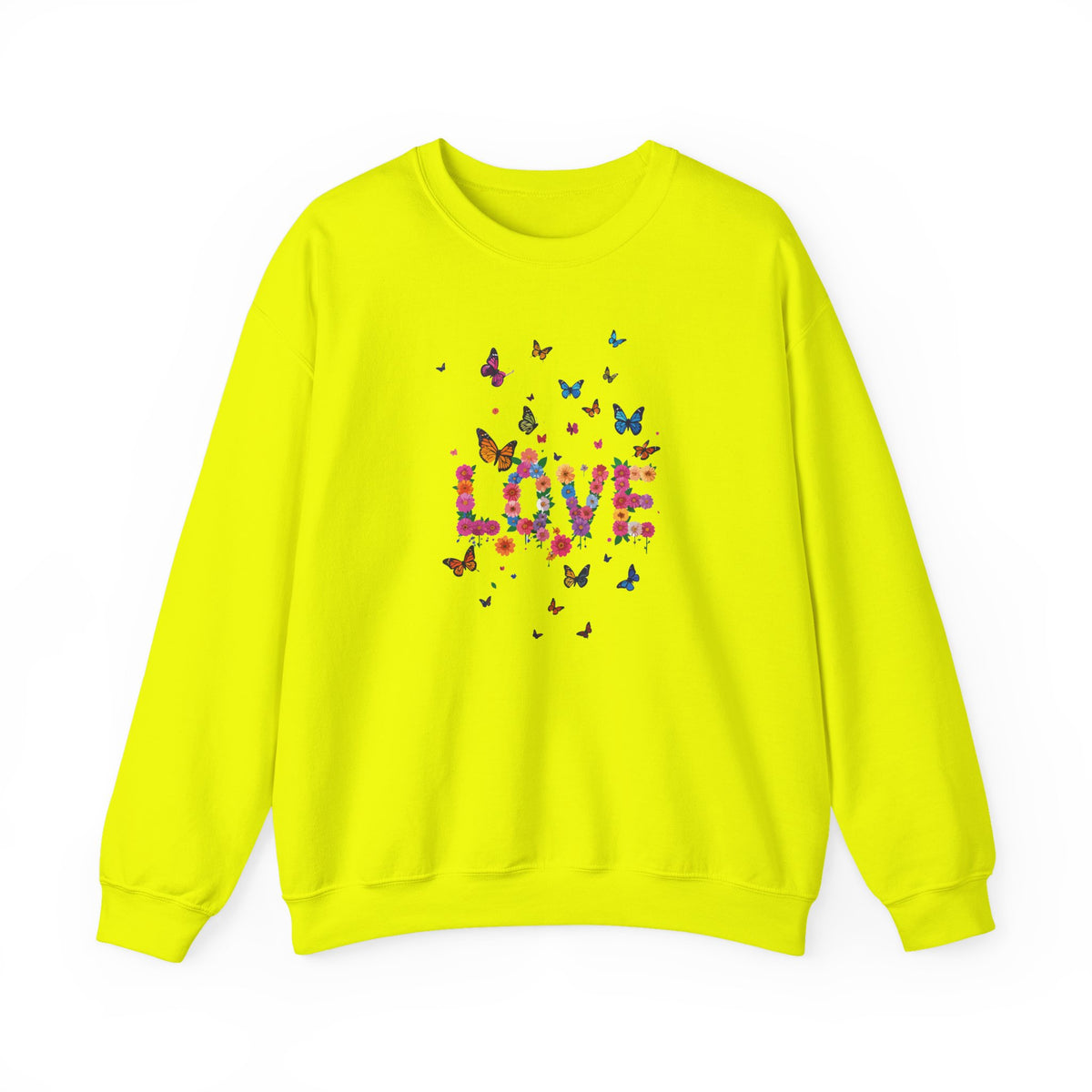 Unisex Floral Love Sweatshirt, Love Floral Sweatshirt, Floral Butterfly Sweatshirt, 50/50 Cotton-Poly Valentine's Day Sweatshirt 08