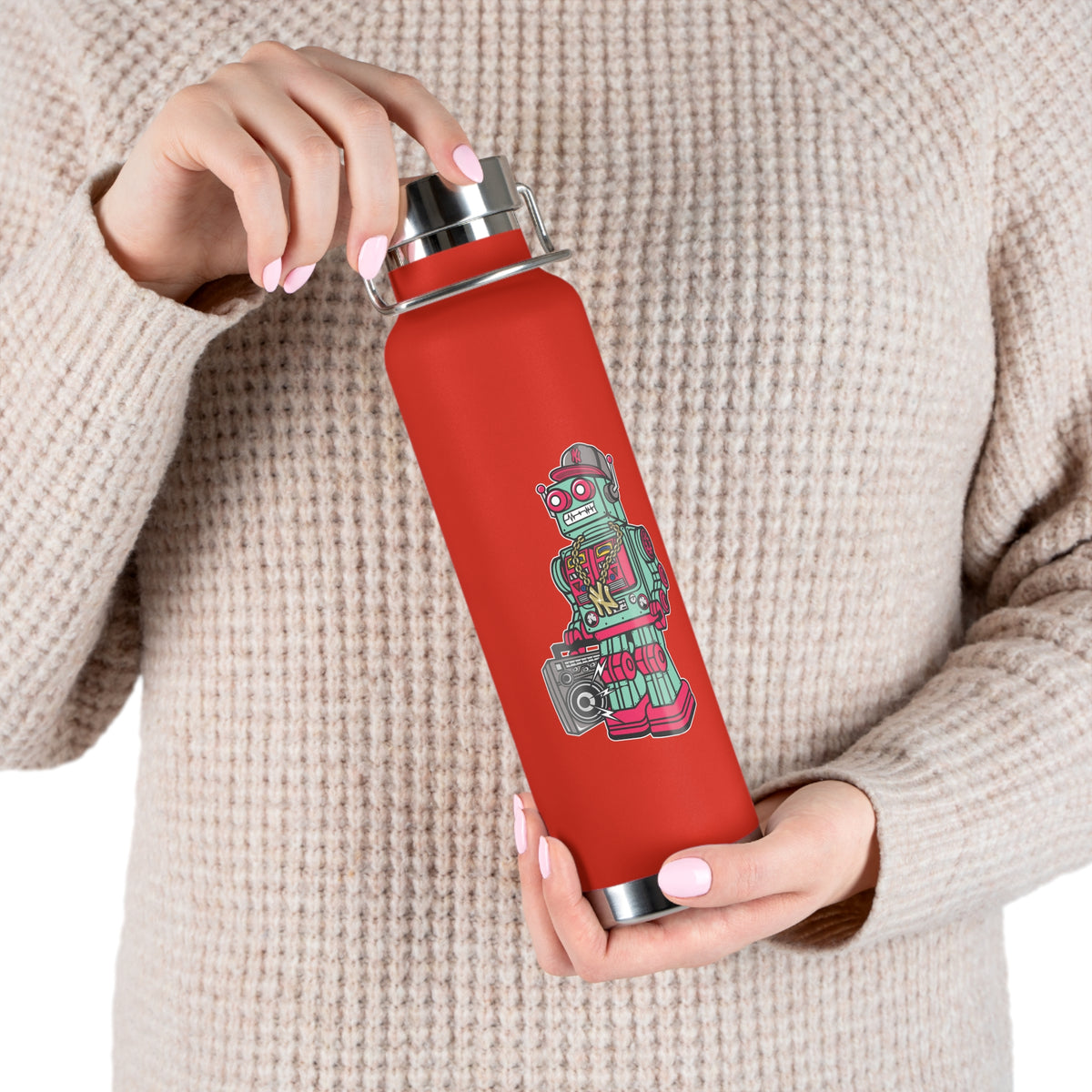 22oz Copper Insulated Water Bottle with Cartoon Design - CV44
