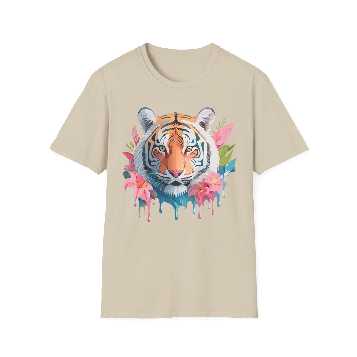Watercolor Tiger Face T-Shirt | Floral Jungle Animal Tee