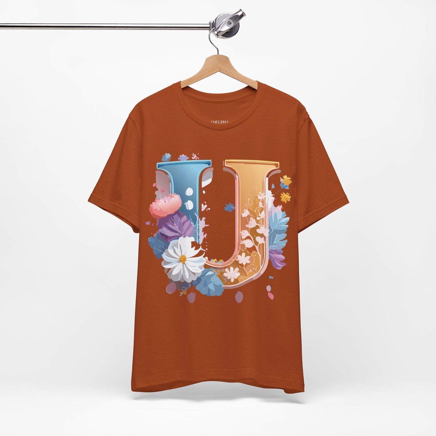 Letter U Graphic Tee Unisex Jersey Short Sleeve Premium Adelpha Art Design Shirt